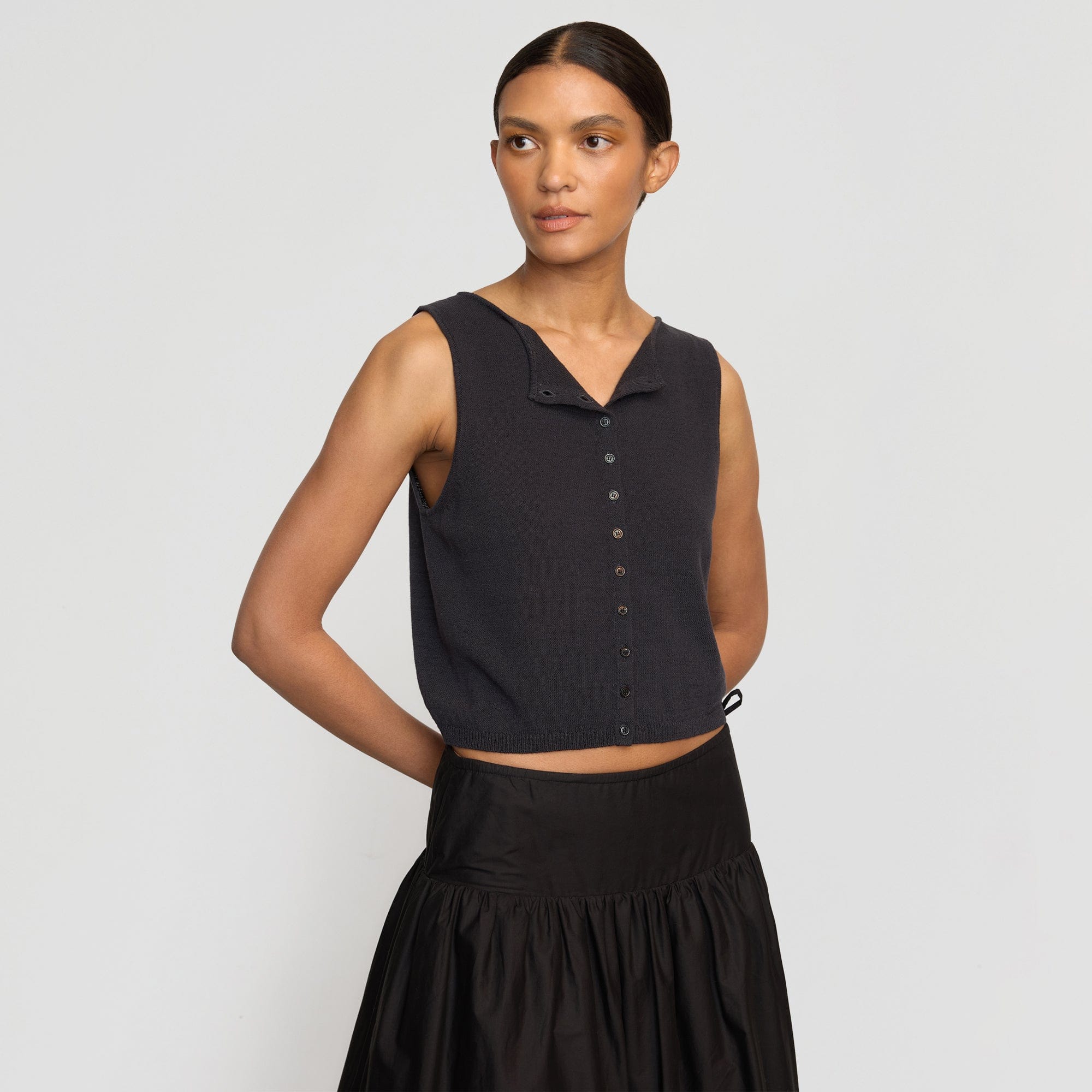 Elith Cotton Linen Button Knit Vest for Women - Lightweight Summer Layering Piece for Casual Outfits and Beach Cover-Ups