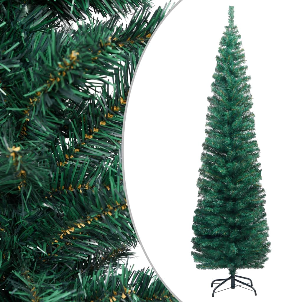 Premium 6ft Slim Artificial Christmas Tree with Stand - Realistic PVC Needles for Holiday Decor | Perfect for Small Spaces, Apartments & Offices