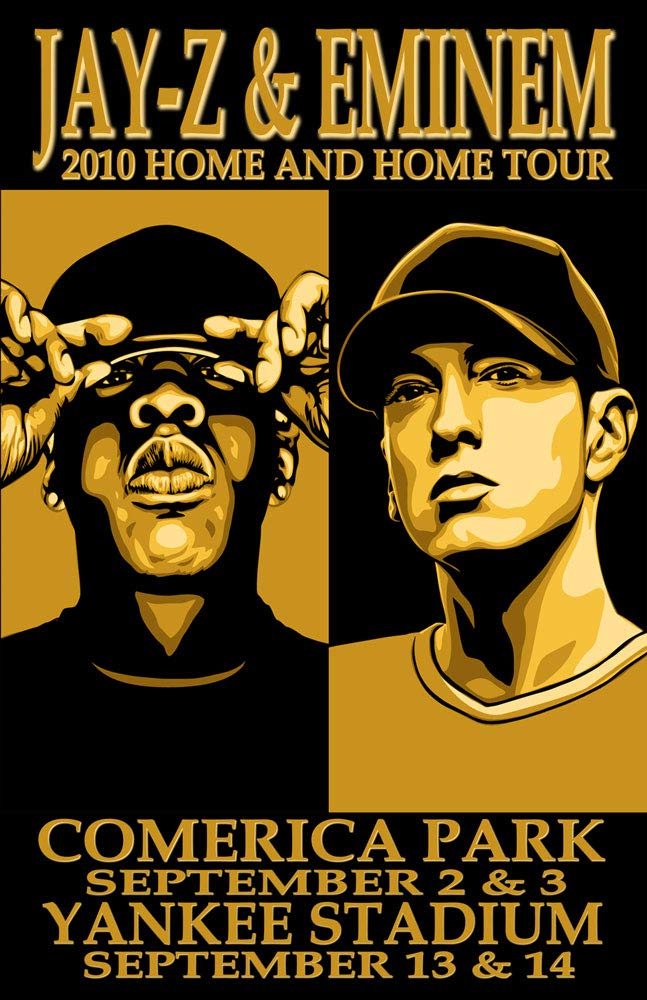 Jay-Z & Eminem 2010 Home & Home Concert Replica Poster – Vintage Hip-Hop Memorabilia for Music Fans & Wall Decor