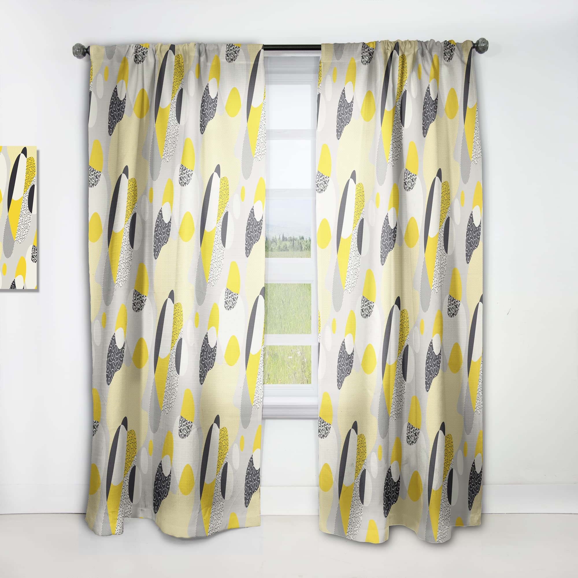 DesignQ Abstract Retro Pattern Thermal Insulated Curtains - Single Panel 52x63 inches - Blackout Drapes for Bedroom & Living Room - Perfect for Home Decor and Light Control