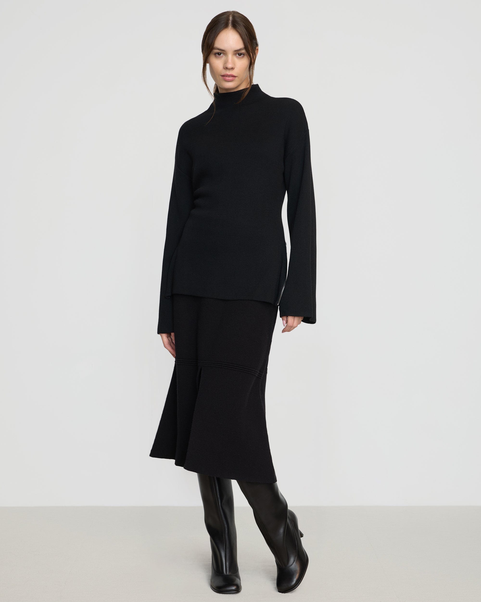 Minji Sculpted Side Zip Sweater - Women's Stylish Knit Pullover for Fall & Winter | Perfect for Office, Date Night & Casual Outfits