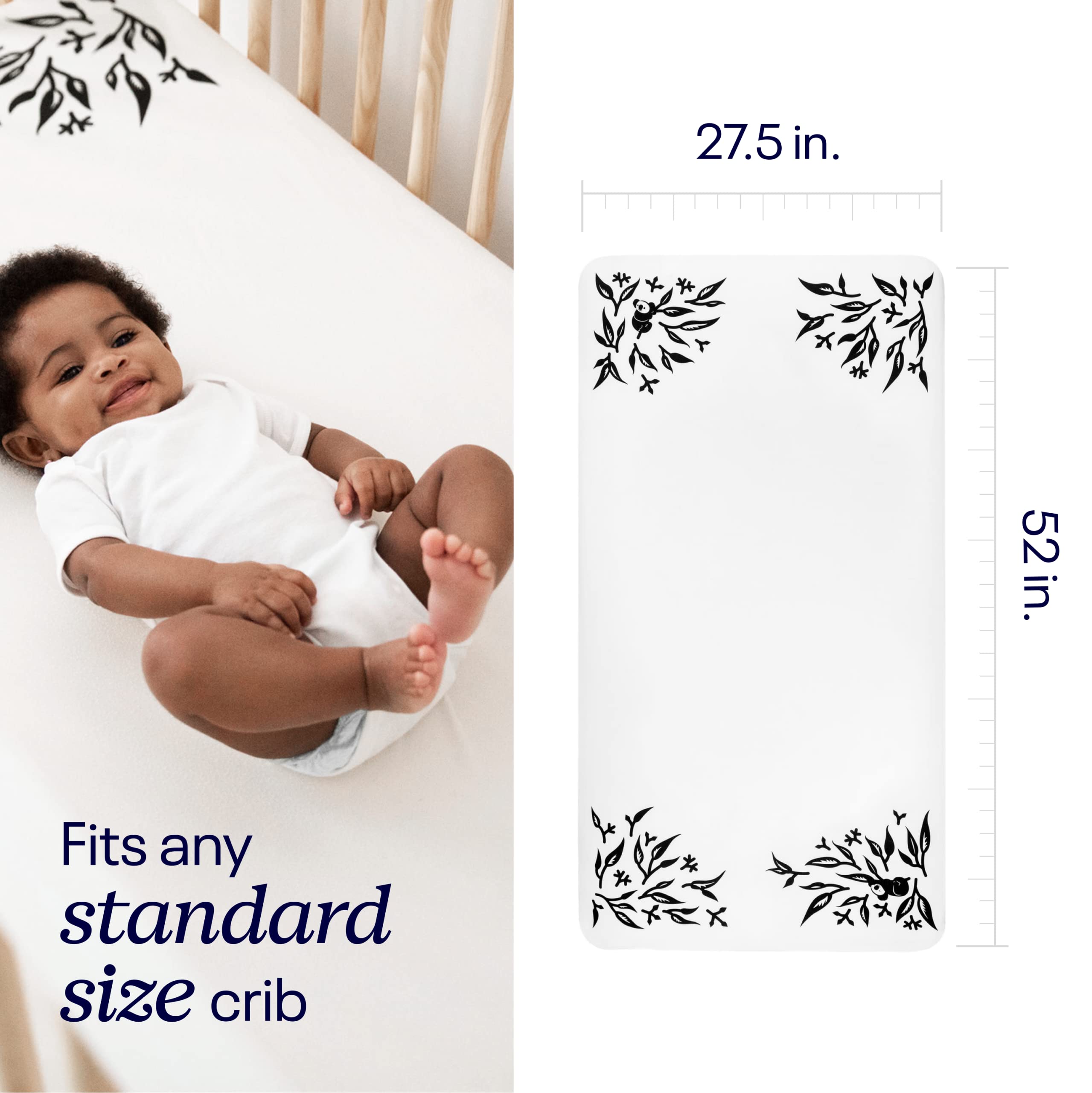Nanit Smart Sheets - 100% Organic Cotton Fitted Crib Sheets for Standard Crib Mattress | Compatible with Nanit Baby Monitor for Height Tracking | Breathable & Hypoallergenic | Perfect for Nursery, Daycare & Travel (Blue)
