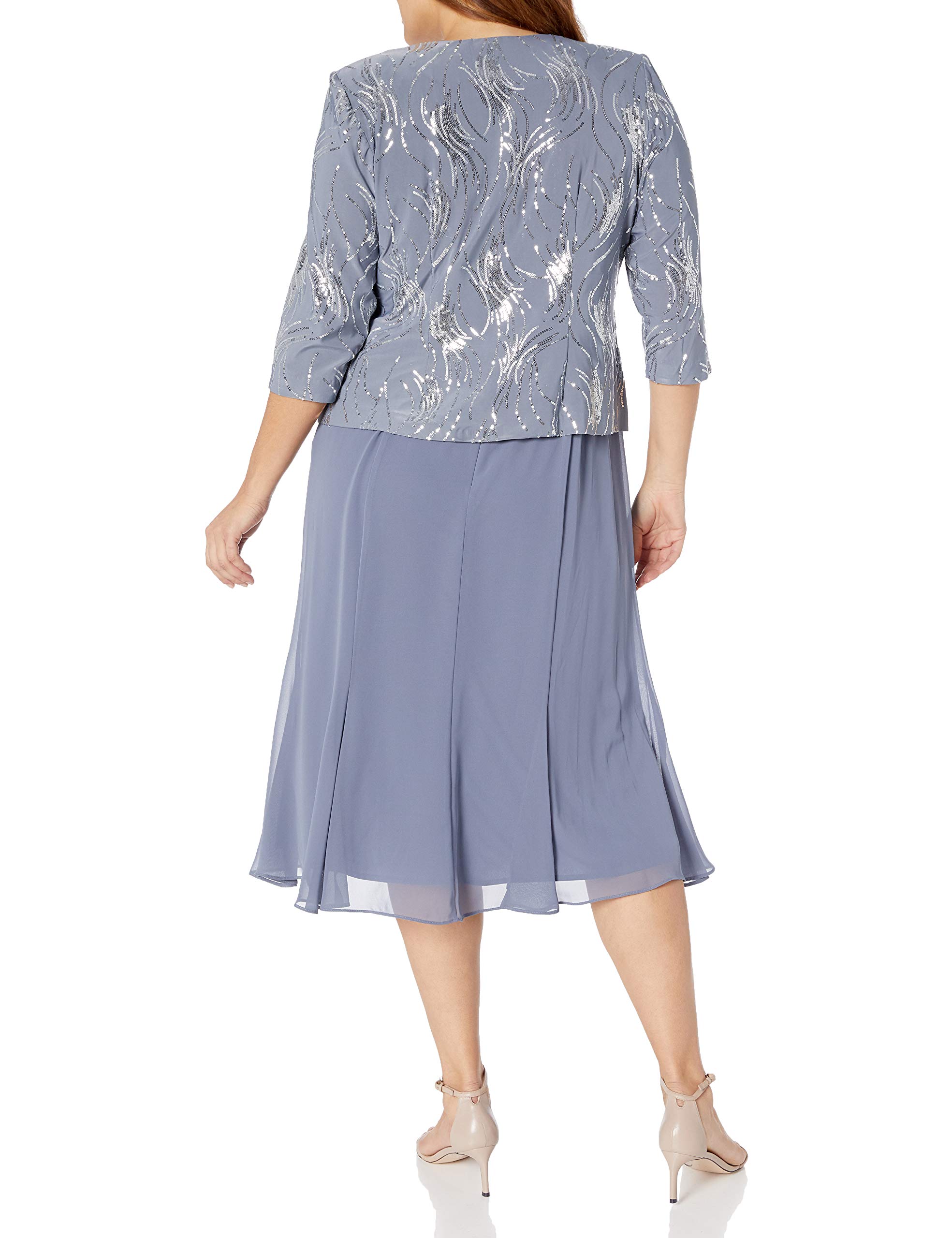 Alex Evenings Women's Plus Size Tea-Length Mother of The Bride Jacket Dress for Formal Events & Wedding Guest - Perfect for Weddings, Parties, and Special Occasions