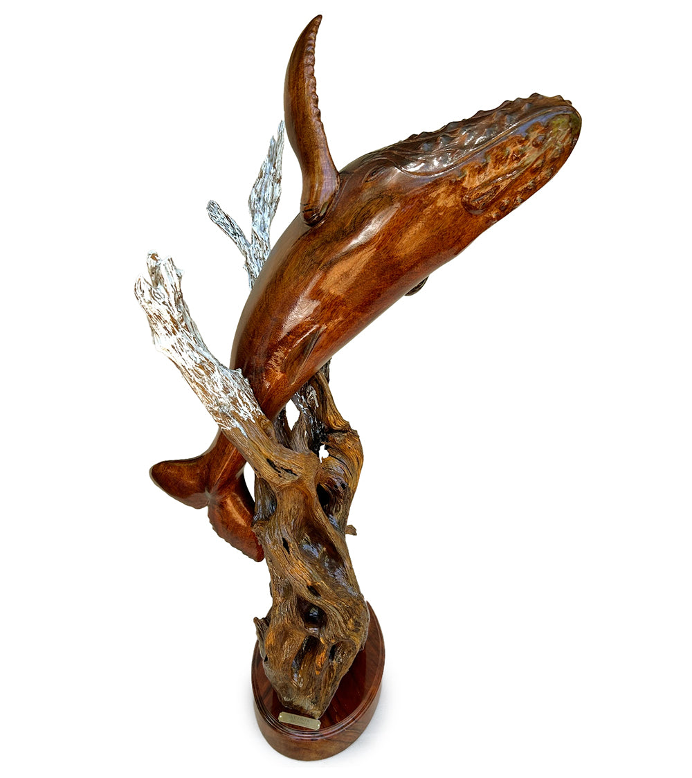 Handcrafted Koa Wood Skydiver Sculpture by Artist Craig Nichols - Unique Hawaiian Home Decor & Gift for Adventure Lovers