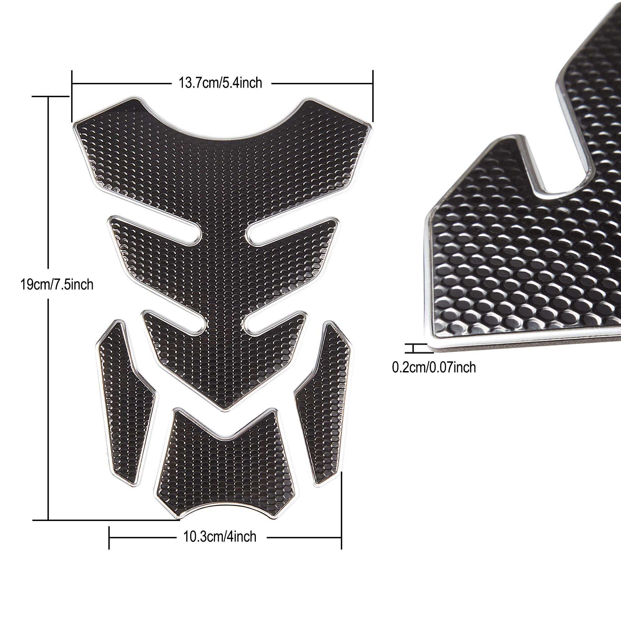 TOMALL 3D Motorcycle Gas Tank Protector - Soft Rubber Anti-Slip Tank Pad Decal Sticker | Waterproof & Durable for Harley, Yamaha, Honda | Perfect for Bike Customization & Protection (Silver)