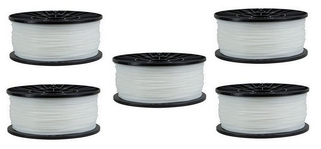 Premium PLA 3D Printer Filament - 1.75mm, 1kg Spool (5 Pack), White - High-Quality Universal Replacement Filament for Smooth 3D Printing - Perfect for DIY Projects, Prototyping & Home Decor Creations