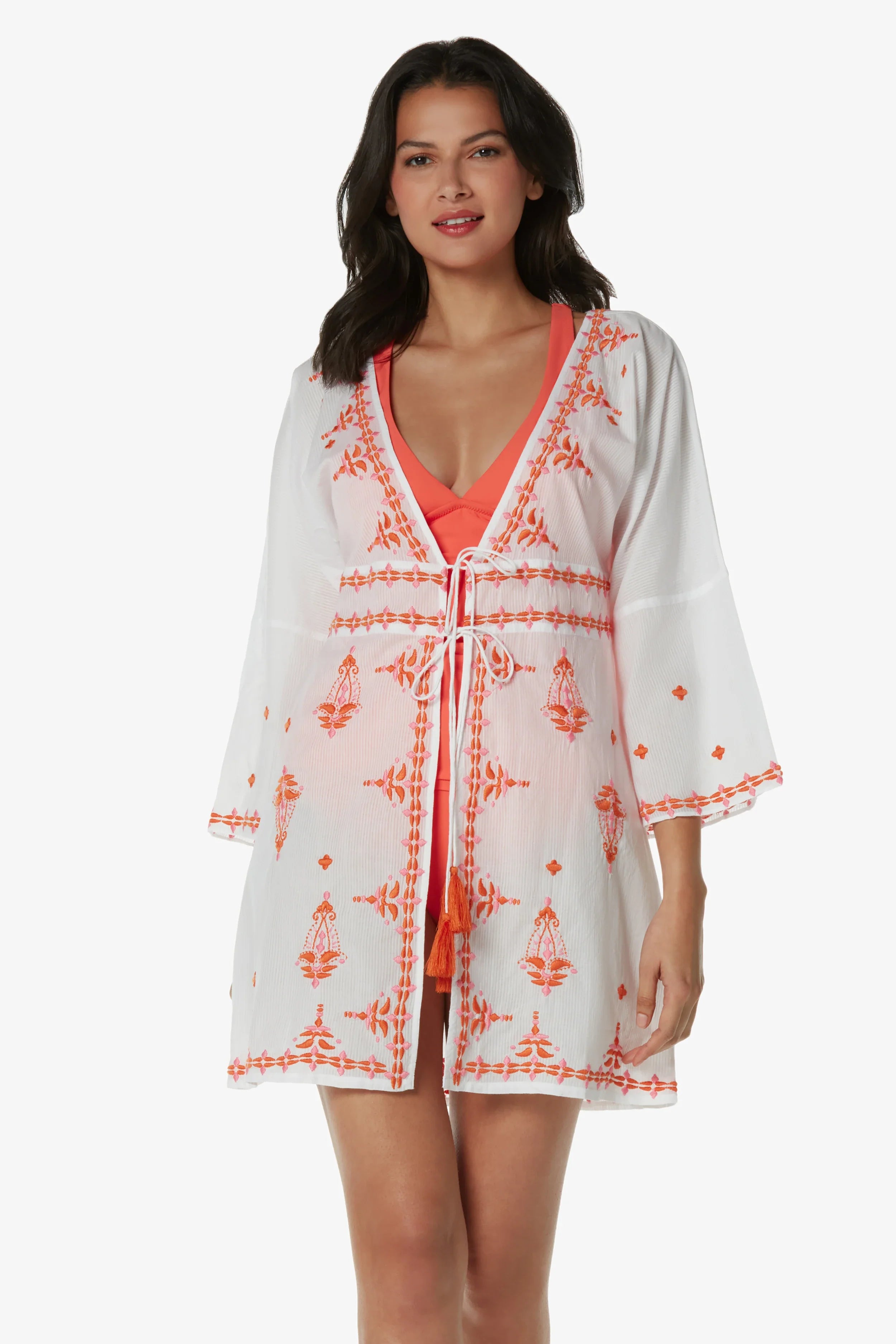 Nola Tunic Top for Women - Flowy Coral Pink Blouse for Casual Wear & Summer Outfits | Perfect for Office, Date Night & Beach Cover-Up