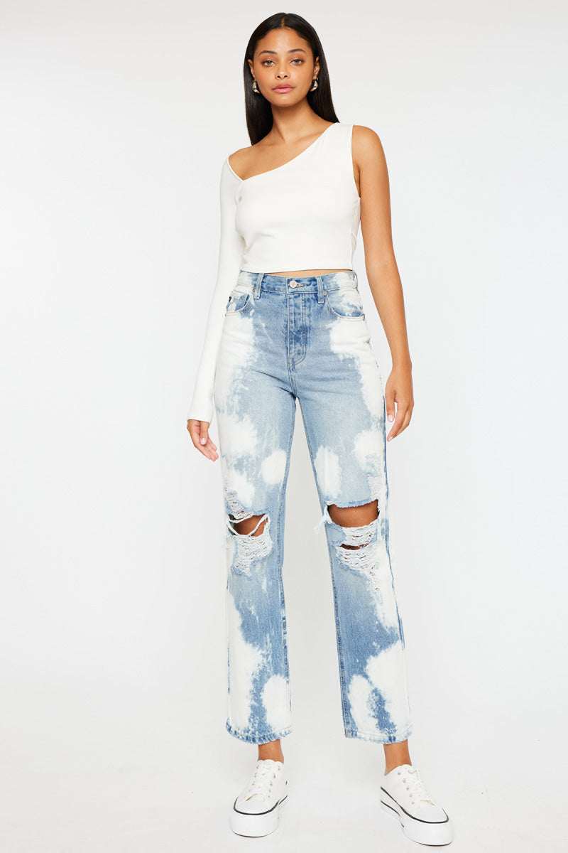 Moon High Rise 90's Boyfriend Jeans - Vintage Distressed Denim Pants for Women | Casual Streetwear & Retro Fashion Outfit