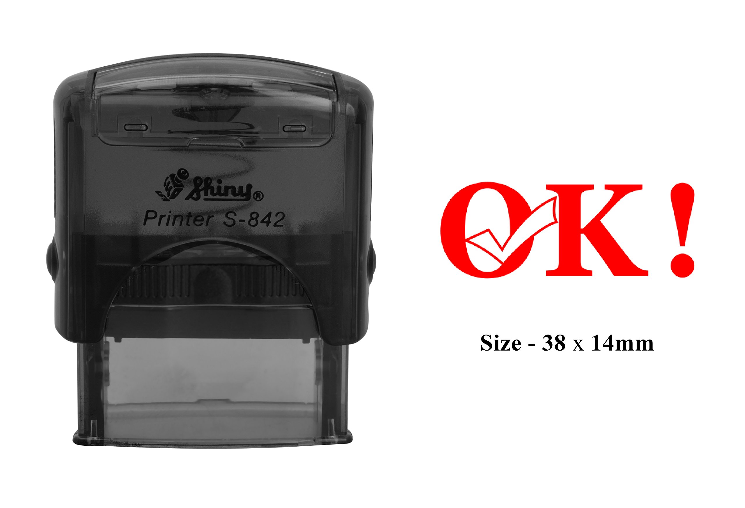 OK Rubber Stamp Shiny S-842 Self Inking Office Stamp - Perfect for Business Documents, Mail & Paperwork (Black Ink)