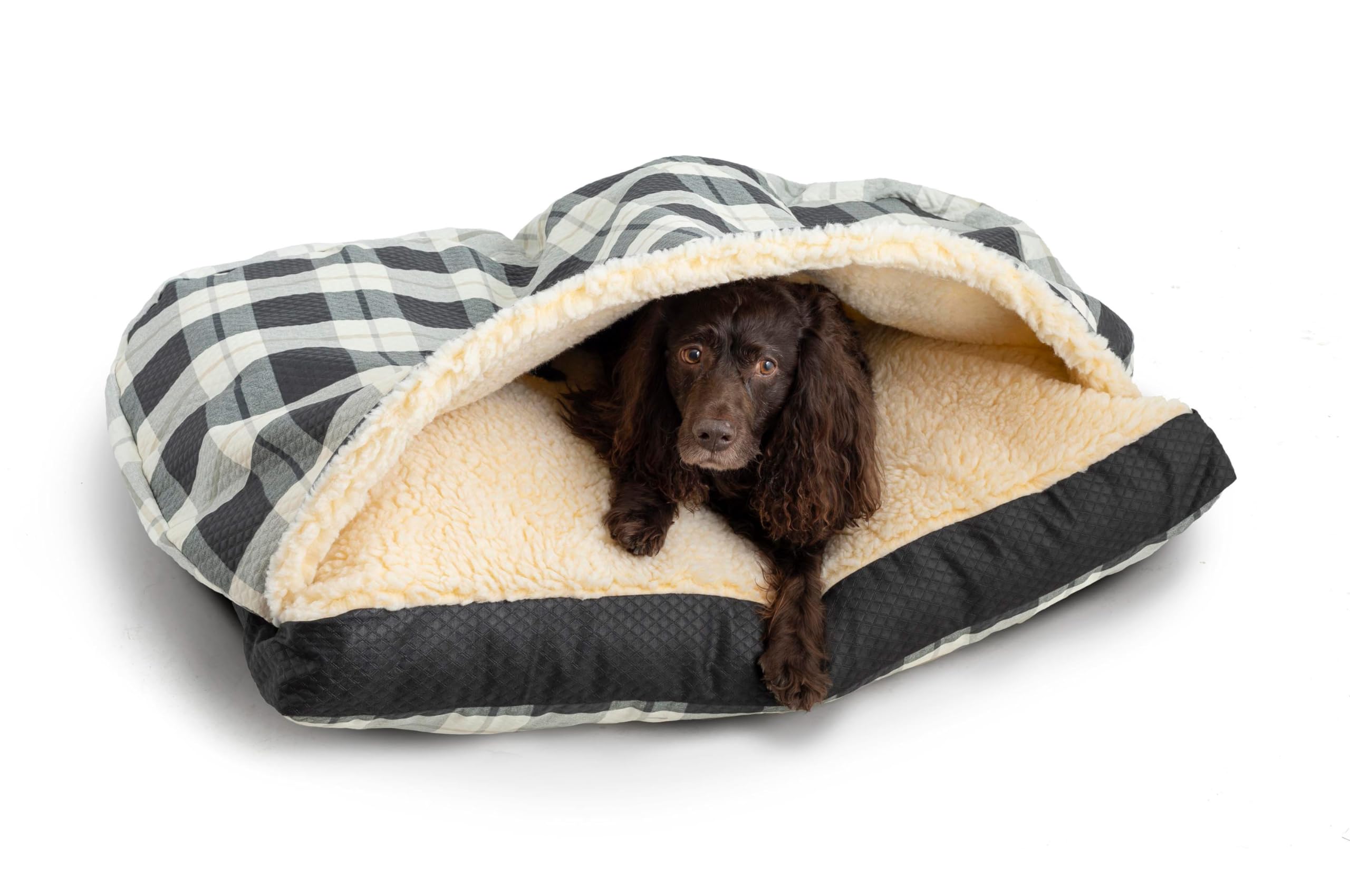 Premium Snoozer Pet Bed - Luxury Rectangle Cozy Cave for Dogs & Cats, Extra Large Size, Soft Washable Fabric, Wag Collection in Elegant Barkley Black Diamond | Perfect for Living Room, Bedroom & Pet Travel