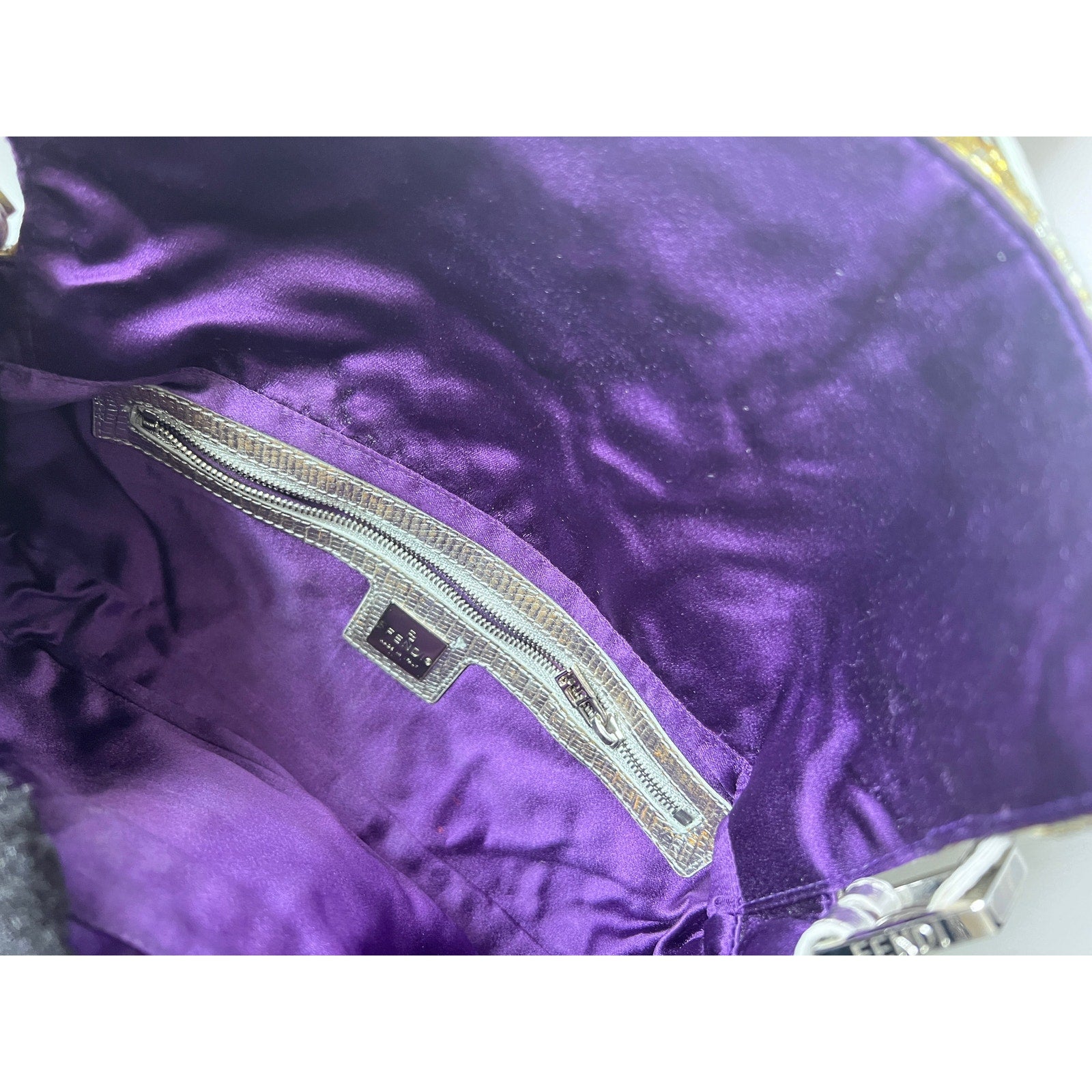 Vintage Fendi Silver & Gold Paillette Baguette Bag - Luxury Evening Clutch for Parties, Weddings & Special Occasions
