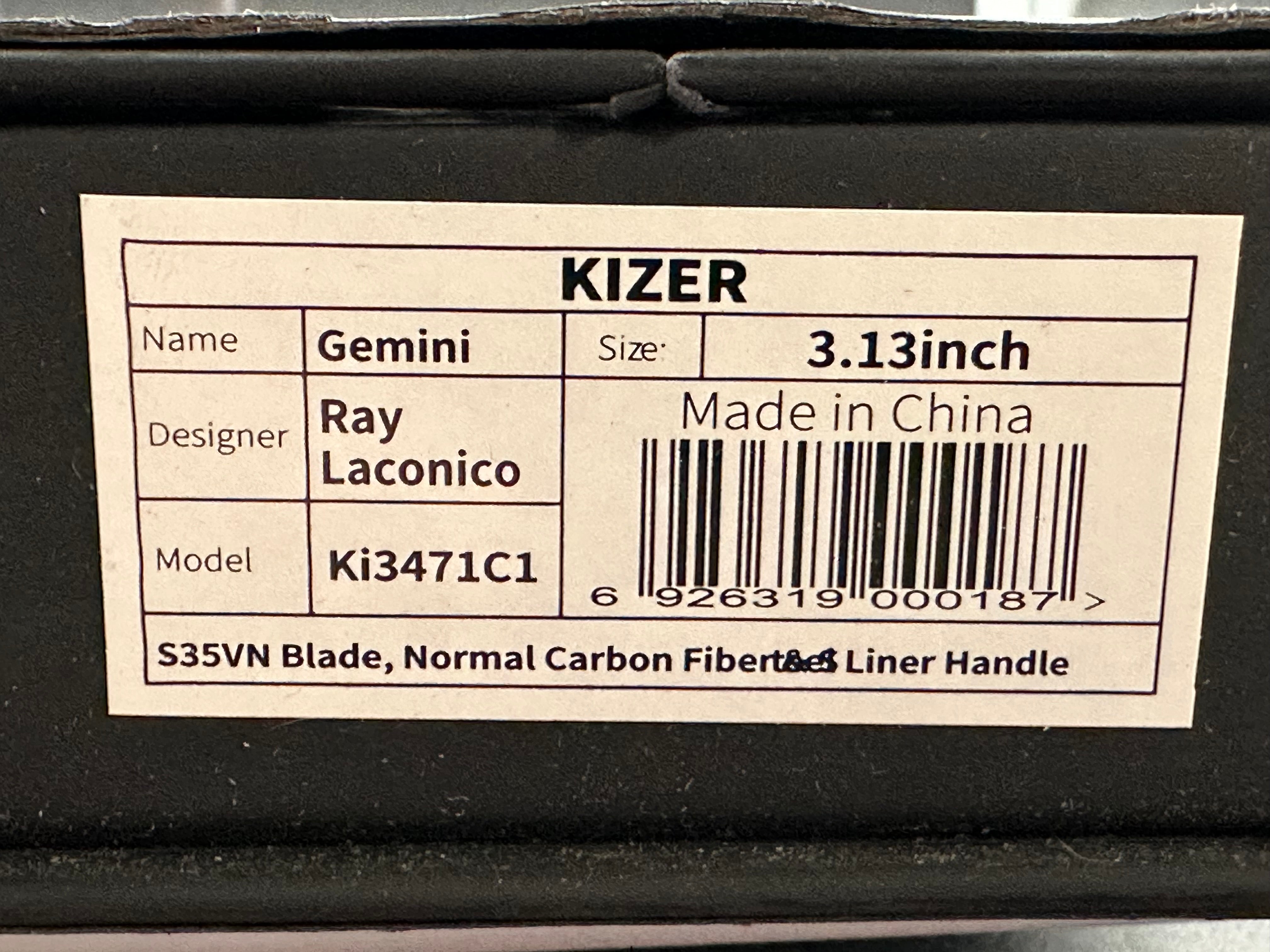 Kizer Gemini CF Folding Knife - 3.125