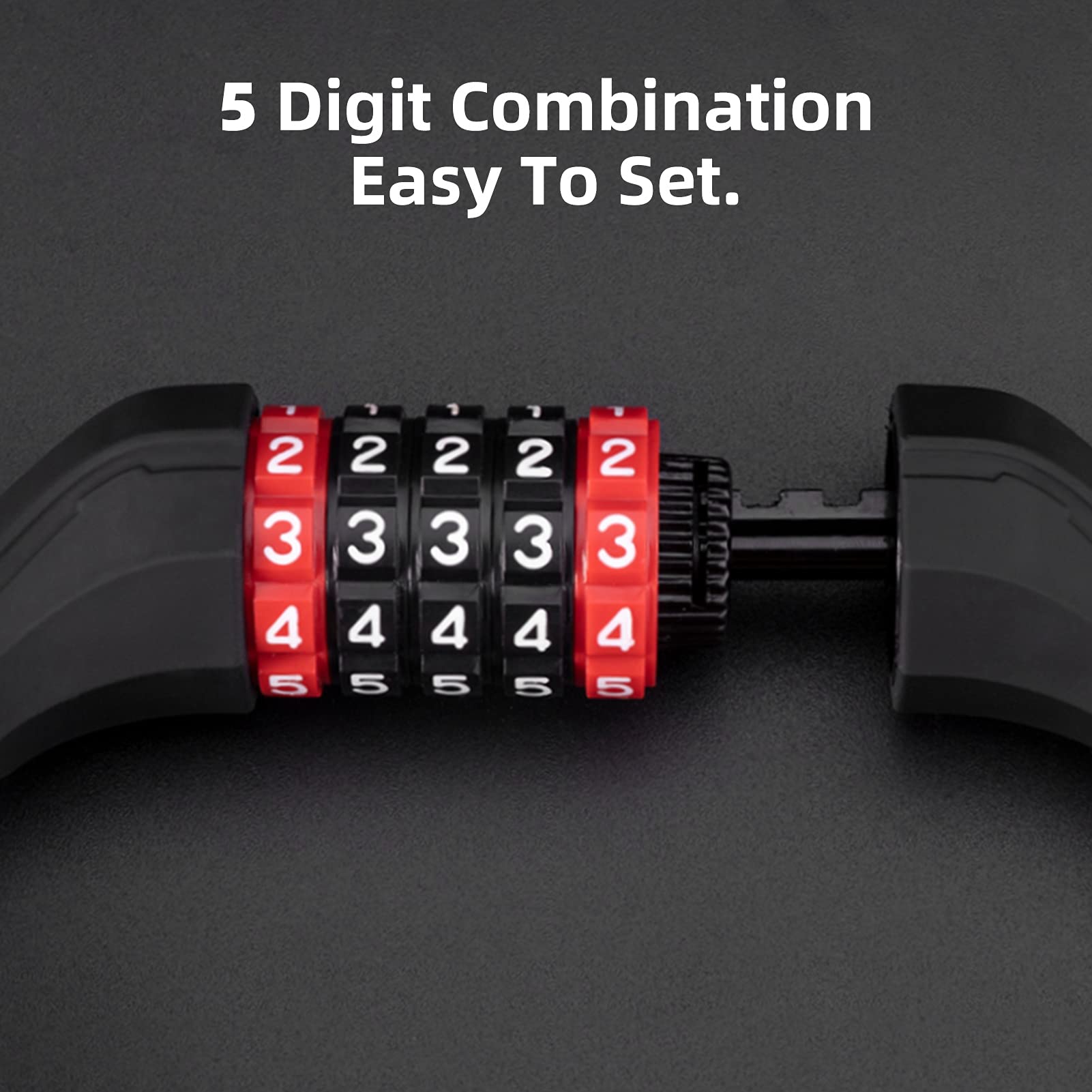 ROCKBROS 5-Digit Combination Bike Lock Cable - 47 Inch Heavy Duty Security Cable for Road Bikes, Mountain Bikes, Motorcycles, Strollers, Ladders & Gates | Anti-Theft Protection for Outdoor & Urban Commuting