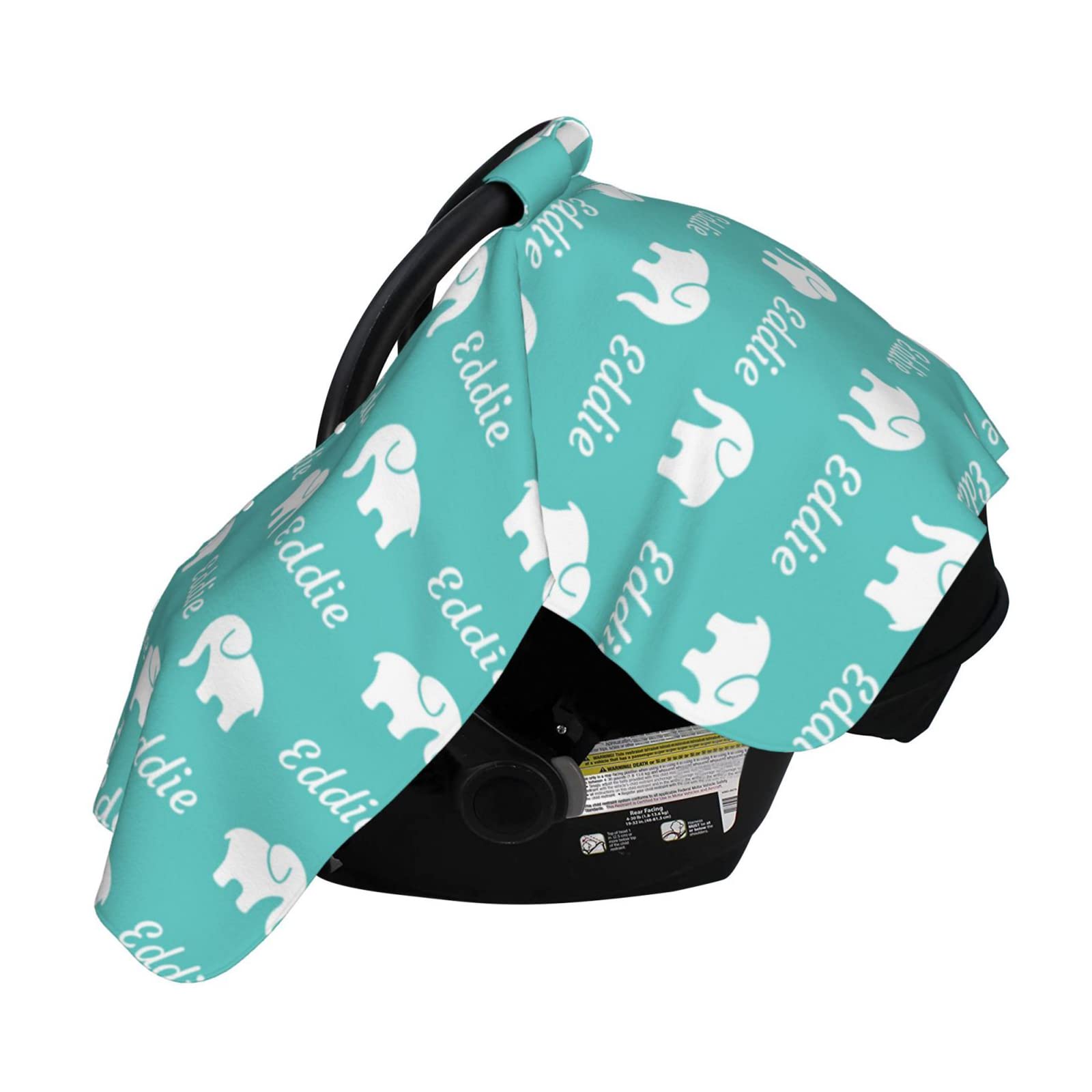 Personalized Baby Car Seat Cover with Name & Cute Icon - Custom Minky Nursing Canopy for Infant Car Seat - Soft Breastfeeding Cover for Boys & Girls - Perfect for Travel, Shopping & Outdoor Protection