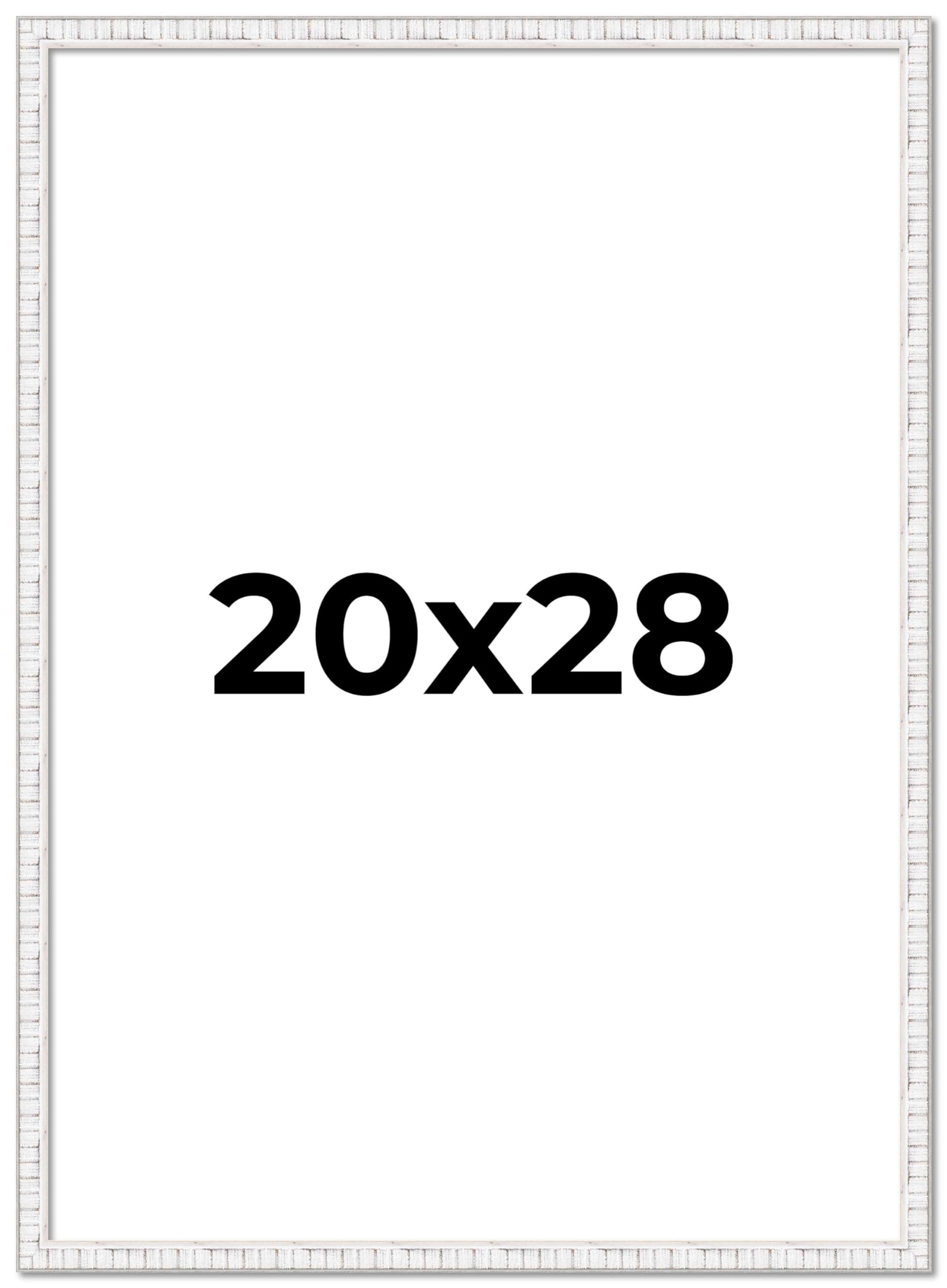 20x28 Inch White Distressed Solid Wood Picture Frame - 0.75