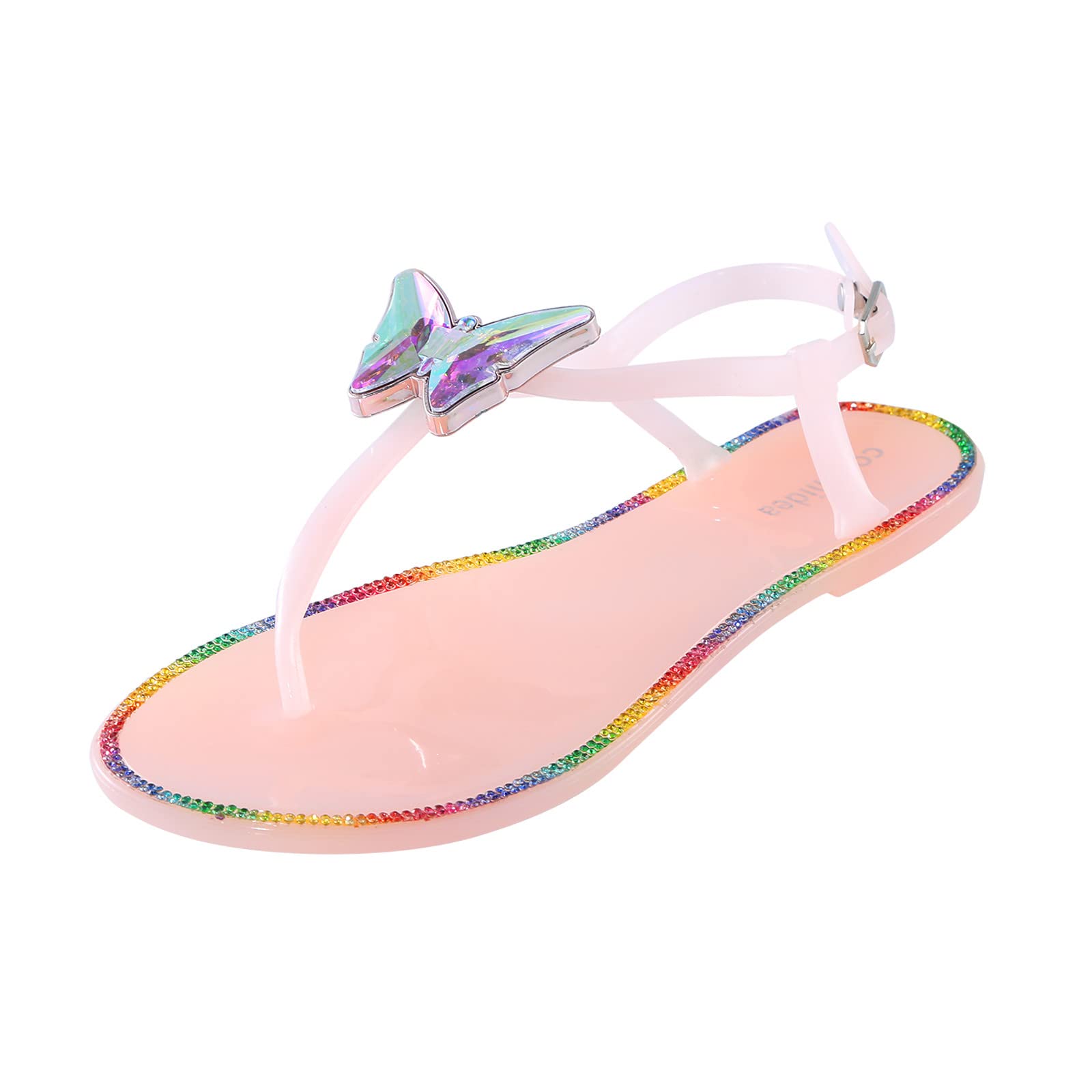 Women's Summer Shiny Gold Bow Sandals with Diamond Accents - Fashionable Round Toe Sandals with Reflective Laces | Perfect for Beach, Parties & Casual Outings