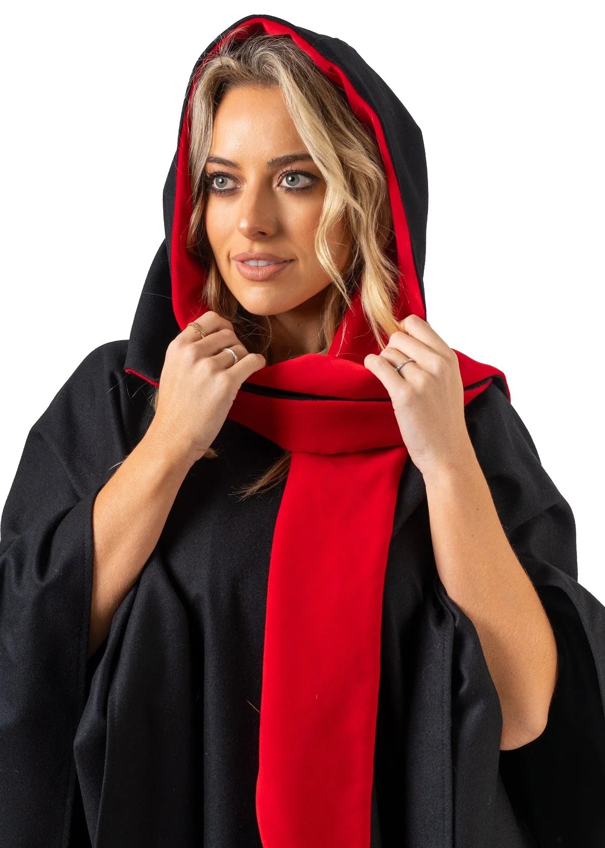 Jimmy Hourihan Velvet Trim Convertible Hood Cape - Elegant Winter Cloak for Women, Perfect for Parties, Weddings & Evening Events