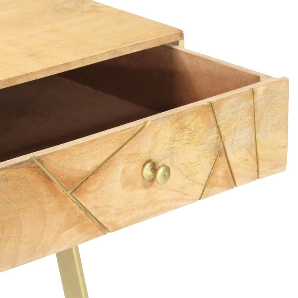 Solid Mango Wood Writing Desk with Drawers, Spacious Home Office Computer Desk, Study Laptop Desk for Bedroom, 39.4