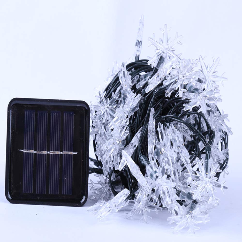 Solar Snowflake String Lights - Outdoor Garden & Balcony Christmas Decorations - Waterproof LED Fairy Lights for Patio, Yard, and Holiday Party Decor