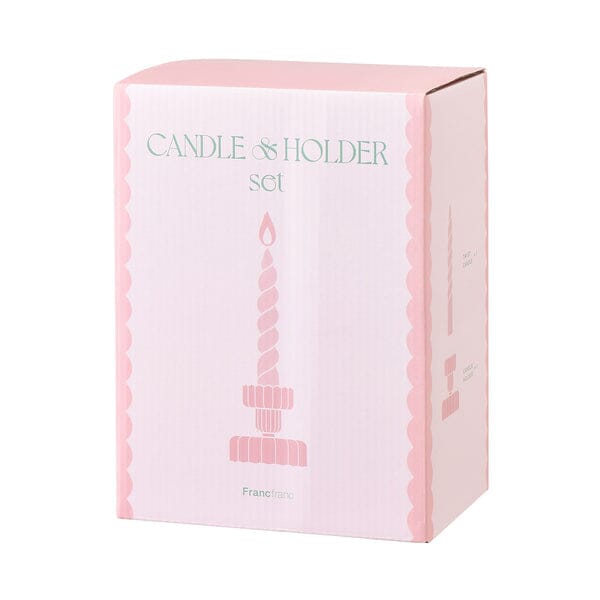 Pink Candle and Candle Holder Set - Romantic Home Decor for Bedroom, Bathroom & Dinner Table