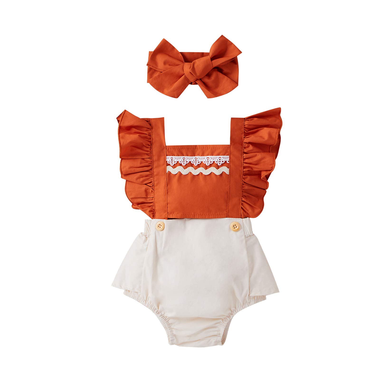 Newborn Baby Girl Clothes - Adorable Ruffle Sleeve Romper Bodysuit with Matching Headband | One-Piece Summer Jumpsuit Set for Infants | Perfect for Photoshoots, Parties & Daily Wear