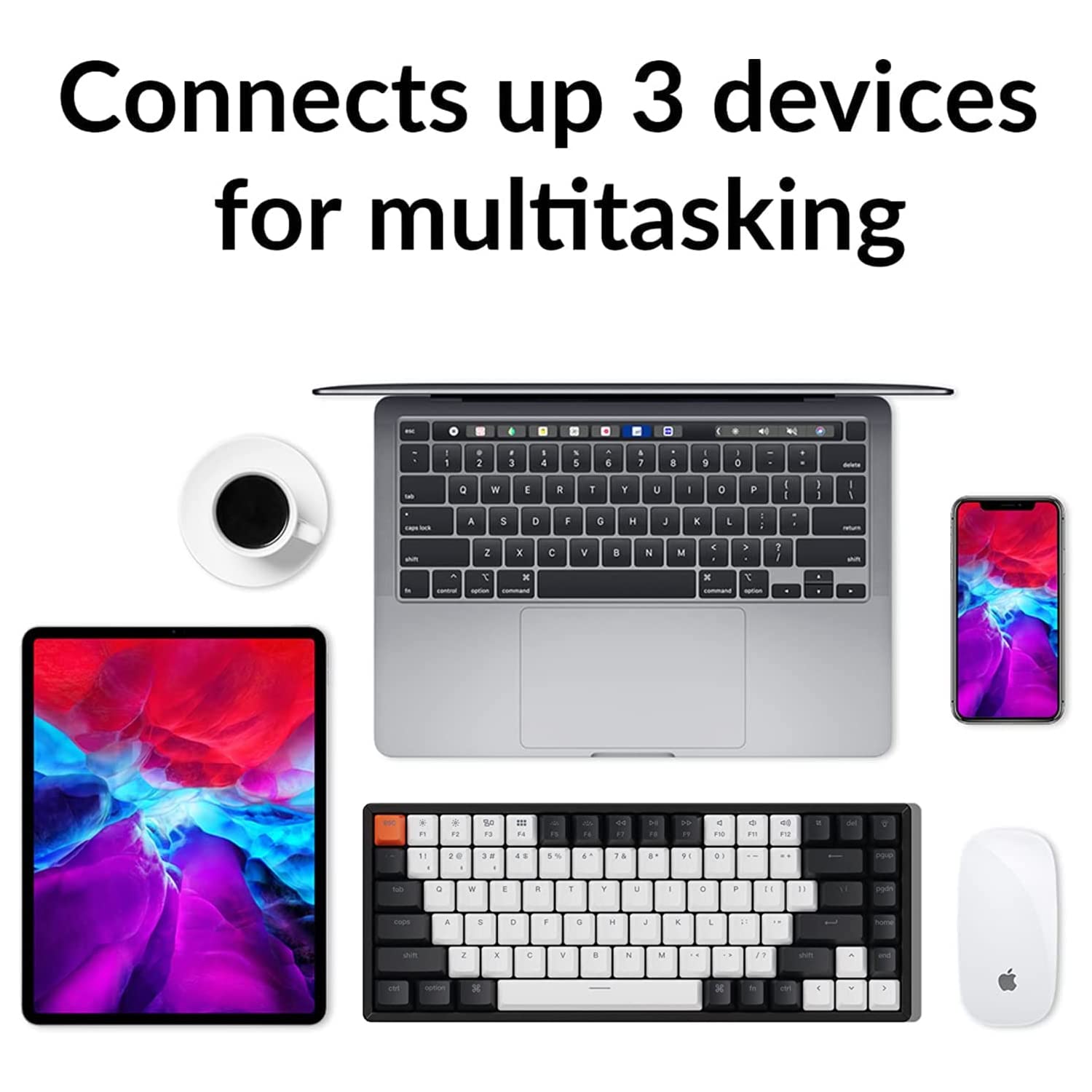 Keychron K2 V2 Wireless Mechanical Keyboard - 75% Compact 84-Key RGB Backlit, Hot-Swappable Gateron G Pro Brown Switch, Aluminum Frame for Mac & Windows (Bluetooth/USB Wired) - Perfect for Gaming, Coding & Office Work
