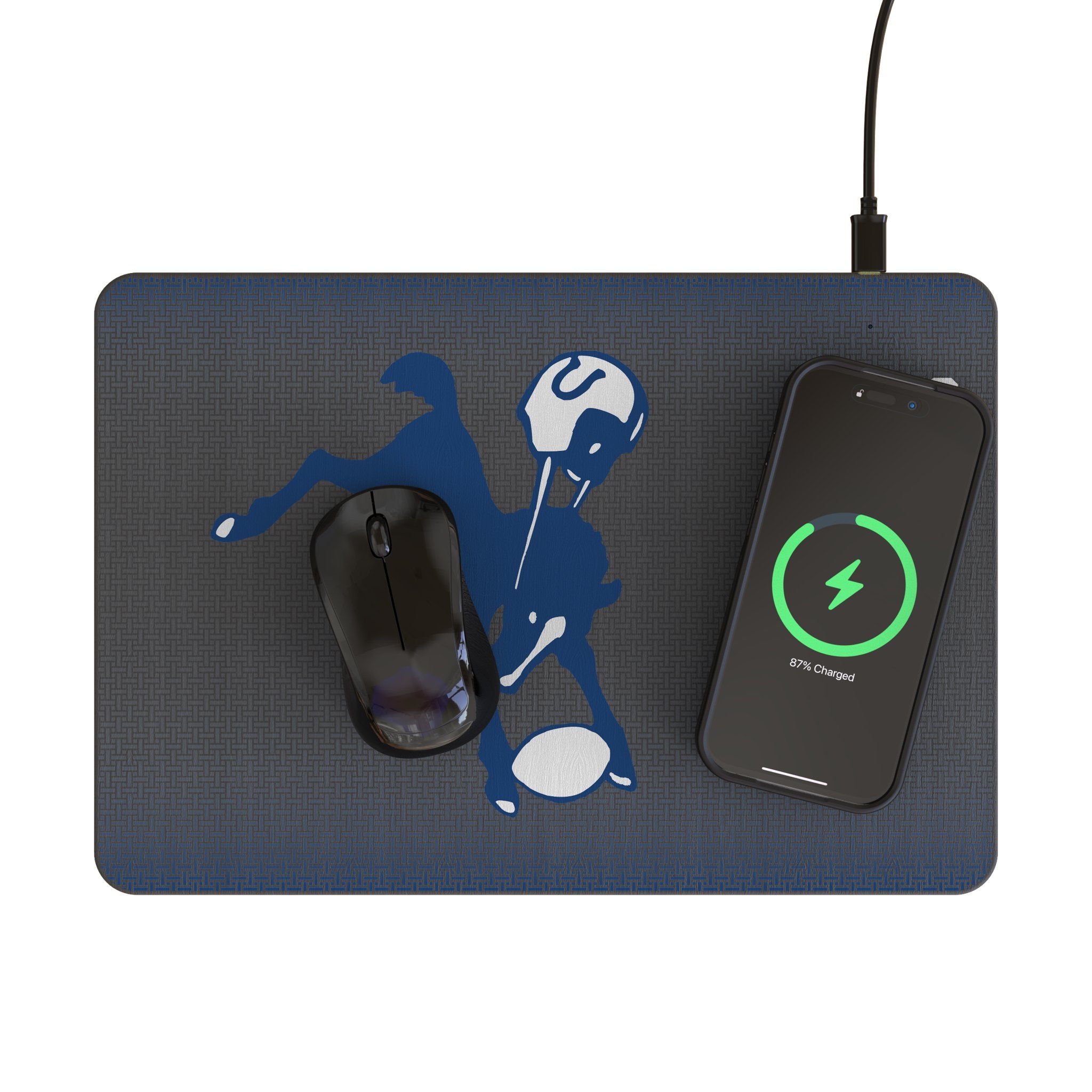 Baltimore Colts 1946 Historic Collection Linen 15W Wireless Charger & Mouse Pad - Fast Charging for iPhone, Samsung, AirPods - Perfect for Office, Gaming & Home Desk Setup