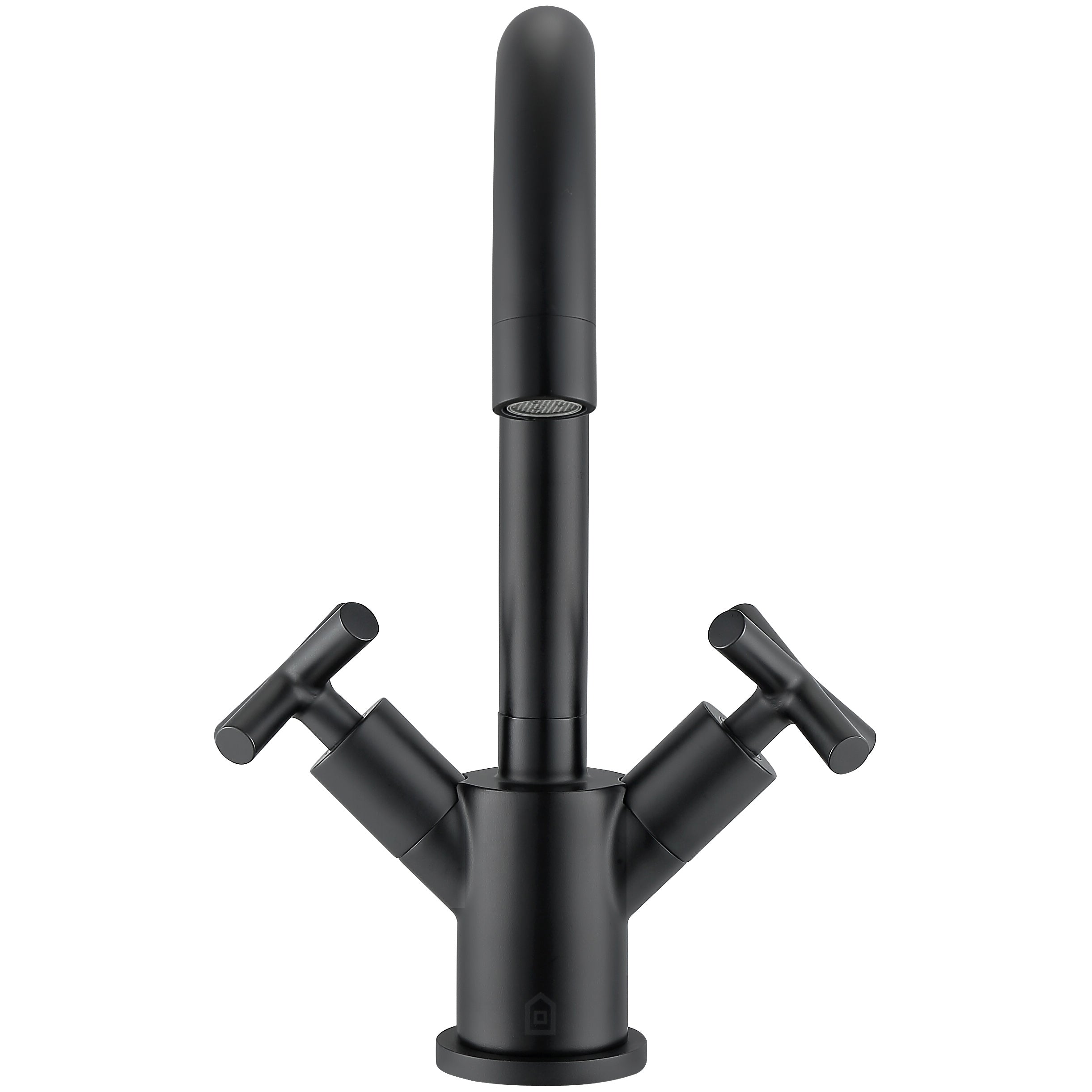 Matte Black Single Hole Cross Handle Bathroom Faucet - Ava Series | Modern Bathroom Sink Faucet for Vanity, Powder Room & Guest Bath | Durable & Stylish Design