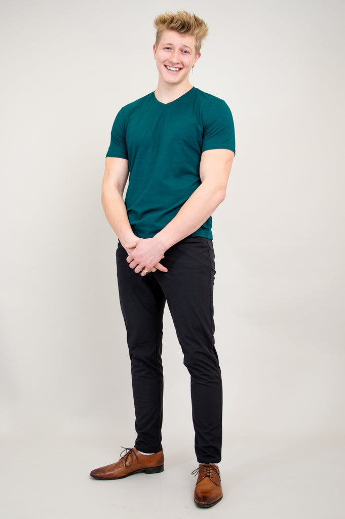 Adam Men's Short Sleeve Bamboo Shirt - Soft Breathable Teal Green Casual Top for Summer, Outdoor Activities & Travel