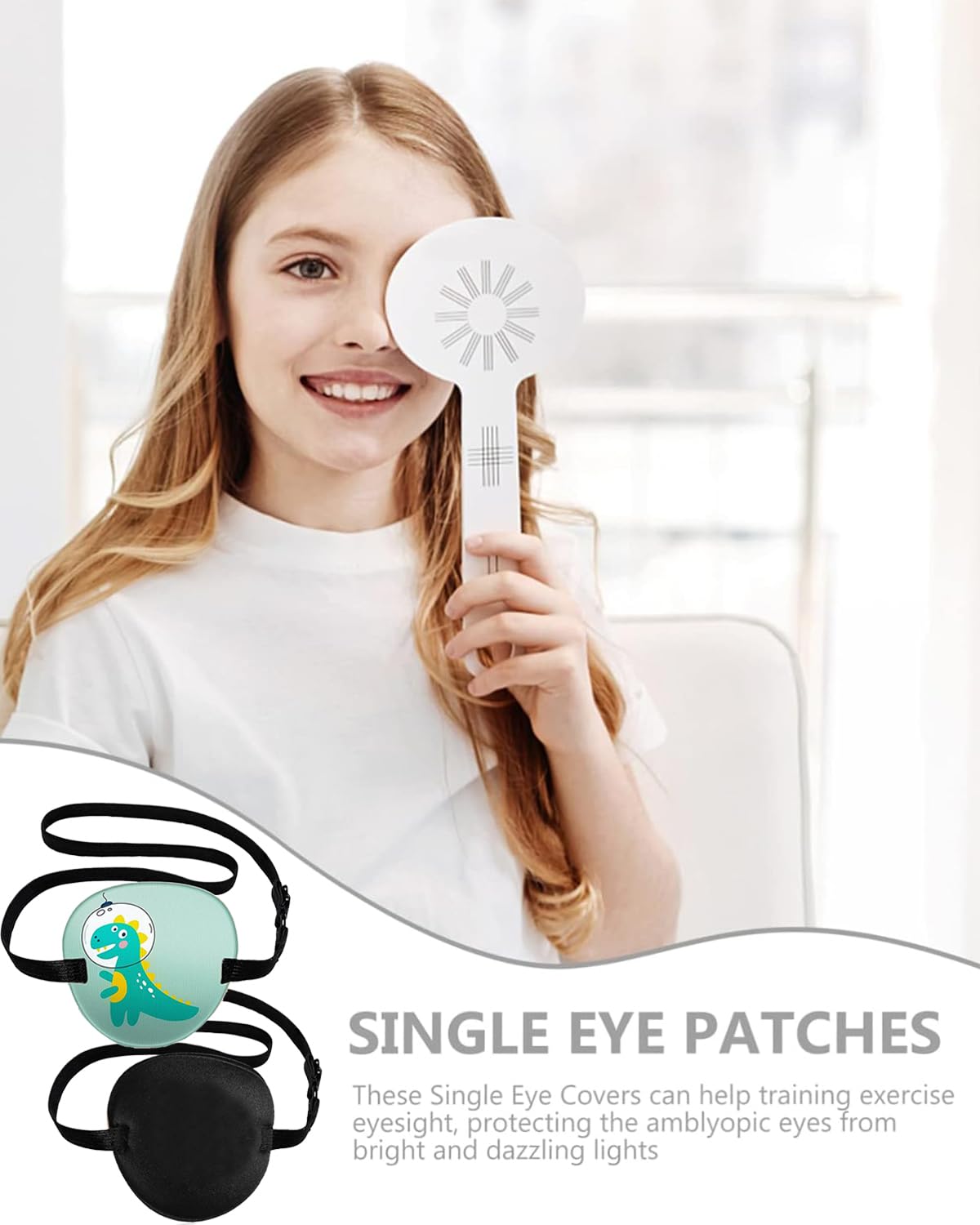 2 PCS Reusable Eye Patches for Lazy Eye Treatment, Kids & Adults - Black & Green Pirate Eye Cover for Halloween, Christmas Costumes & Amblyopia Therapy - Perfect for Dress Up Parties, Medical Use & Cosplay