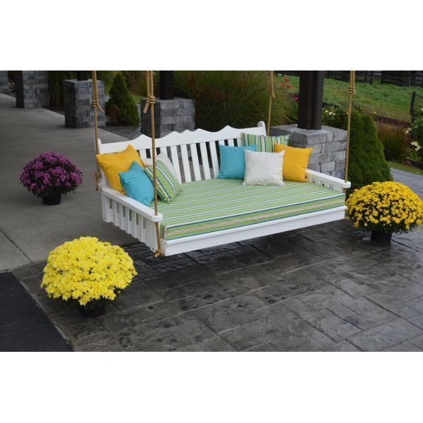 A & L Furniture Poly Royal English Swing Bed - Outdoor Patio Hanging Bed for Garden, Porch, and Backyard Relaxation