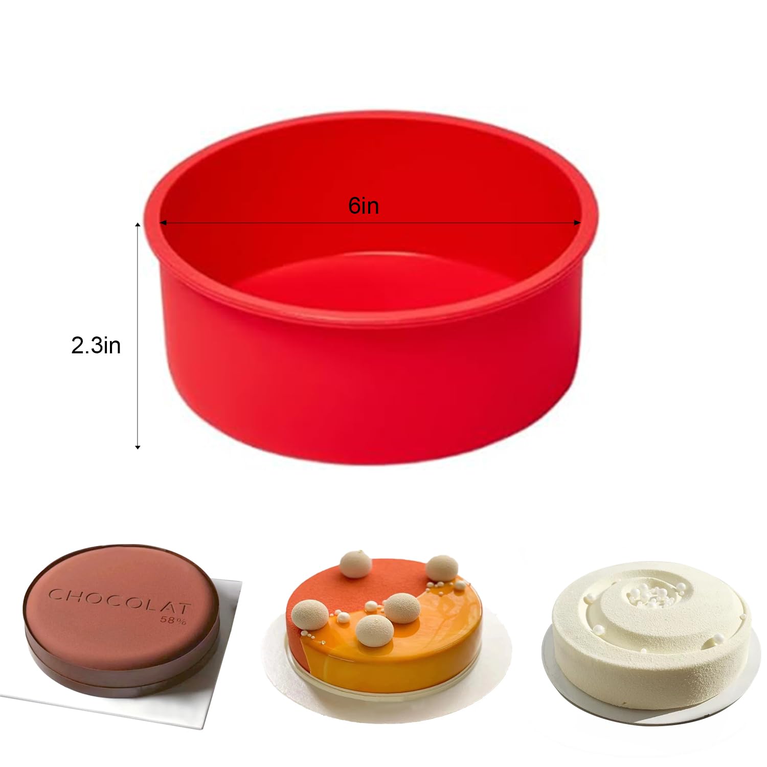Saphe 6-Inch Silicone Cake Pans Set of 4 - Round Non-Stick Baking Molds for Layer Cakes, Cheesecakes, Rainbow Cakes | Perfect for Home Baking, Birthday Parties & Holiday Desserts