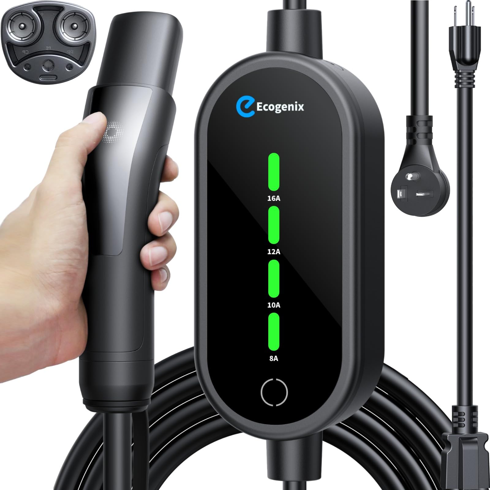 Tesla Level 1 & 2 Mobile Charger - 16Amp 110V-240V EV Charger with Wireless Control & Adjustable Current for Model 3/Y/S/X - Includes 6-20 Plug & NEMA 5-15 Adapter + Portable Storage Bag - Perfect for Home, Travel & Emergency Charging