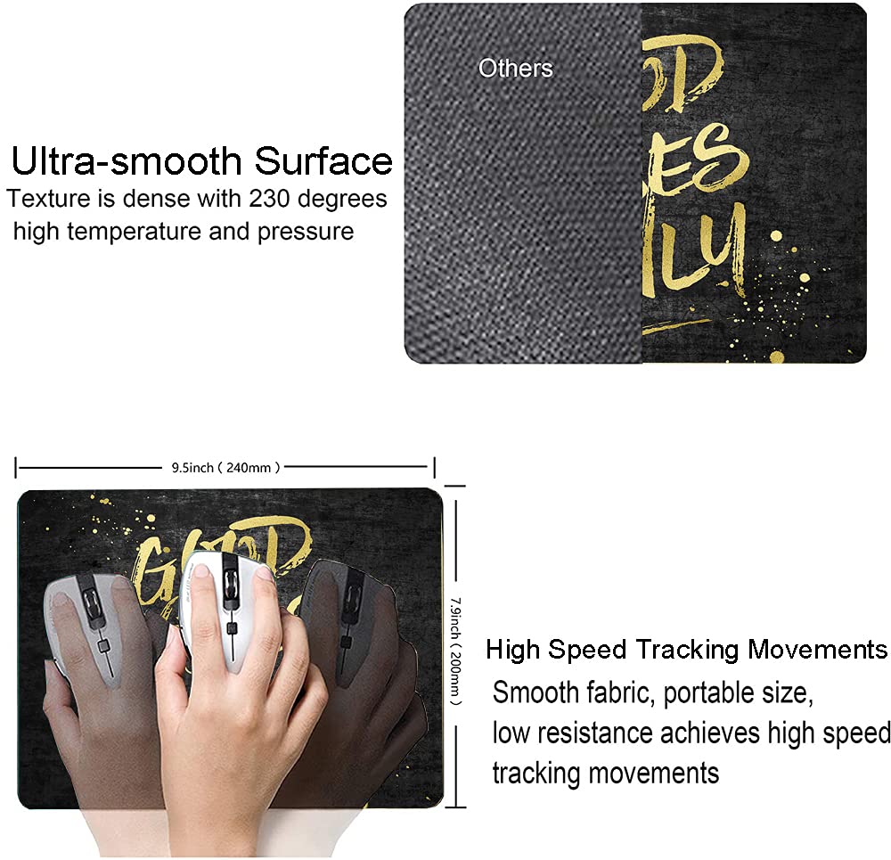 Motivational Mouse Pad with Inspirational Quotes - Non-Slip Rubber Base, Waterproof Square Mouse Mat for Office & Home Laptop Use - Hokafenle Mouse Pad (Good Vibes Only) - Perfect for Work Desks, Gaming Setups & Home Offices