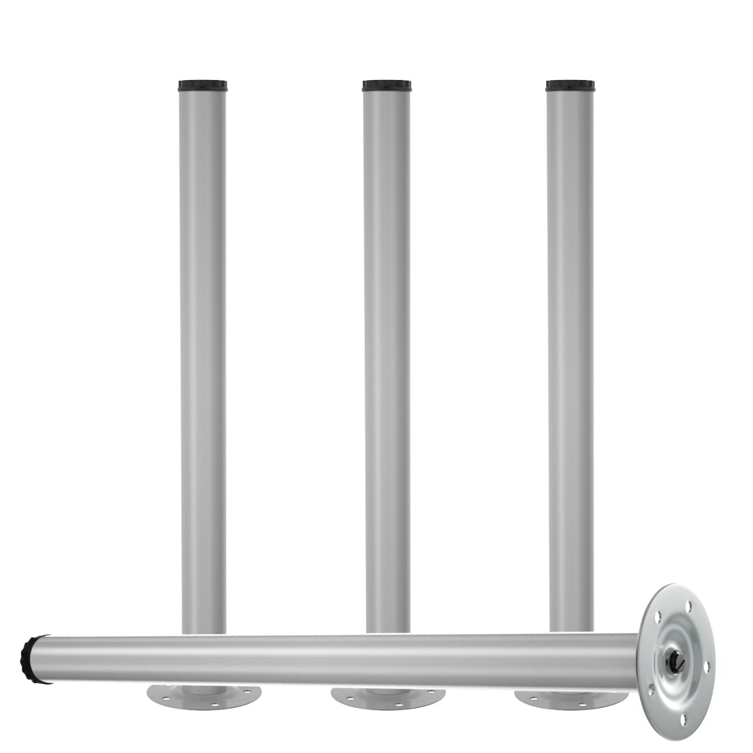 ALAULM 28 Inch Adjustable Metal Table Legs Set of 4 - Modern DIY Furniture Legs with Rubber Protectors for Computer Desk, Coffee Table, Dining Table (Silver) | Perfect for Home Office, Living Room & Kitchen Furniture Upgrade