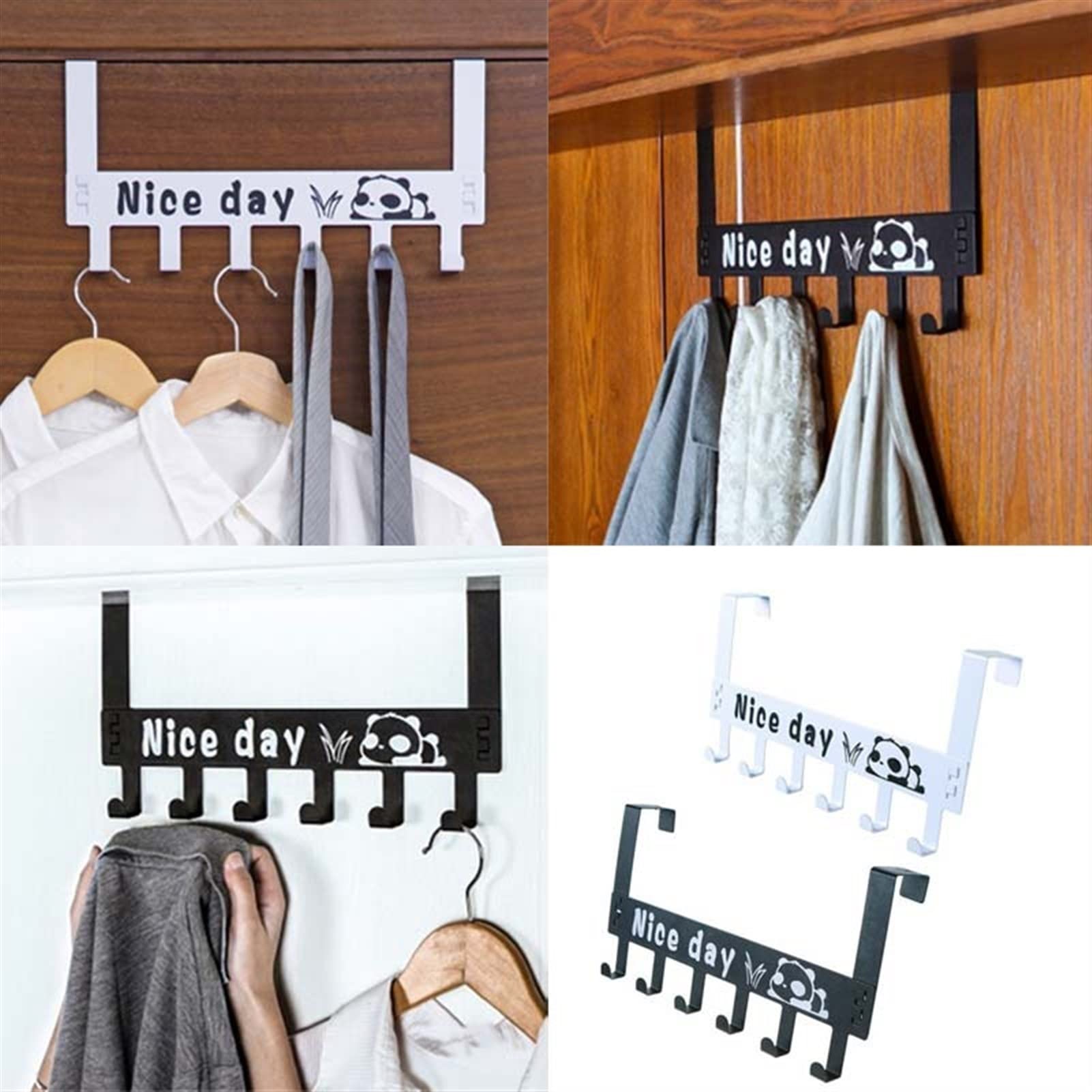 Wall Mounted Metal Coat Rack Organizer - Space Saving Hooks for Hats, Jackets & Umbrellas | Perfect for Hallway, Bedroom Door, Kitchen & Bathroom Organization