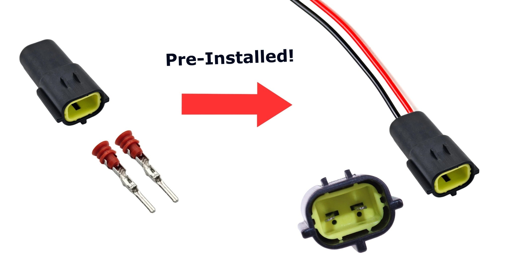 2-Pin Plug Adapters for Defender 2 & 3, NAS RDX Wipac LED Light Upgrade - Pre-Wired Electrical Connectors for Off-Road Vehicles & Work Lamps