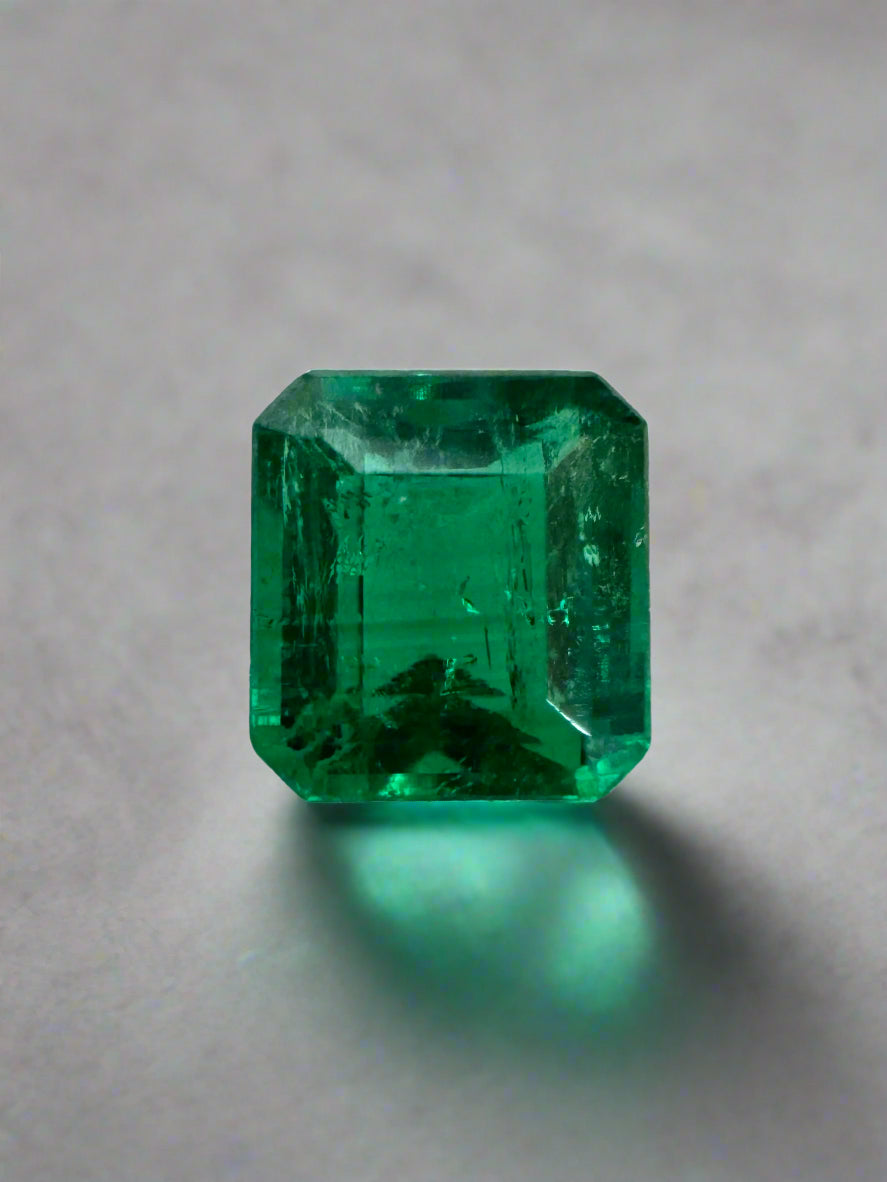 0.90 Carat AAA+ Colombian Loose Emerald - 5.8x5.4mm Asscher Cut Fine Gemstone for Jewelry Making & Engagement Rings