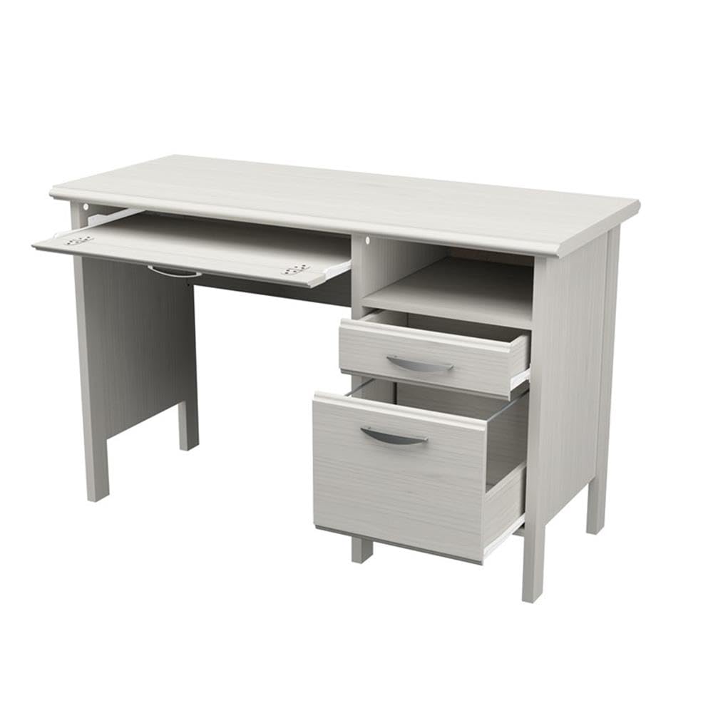 2-Drawer Computer Desk with Keyboard Tray - Washed Oak Finish, Home Office Workstation for Small Spaces, Perfect for Remote Work & Study