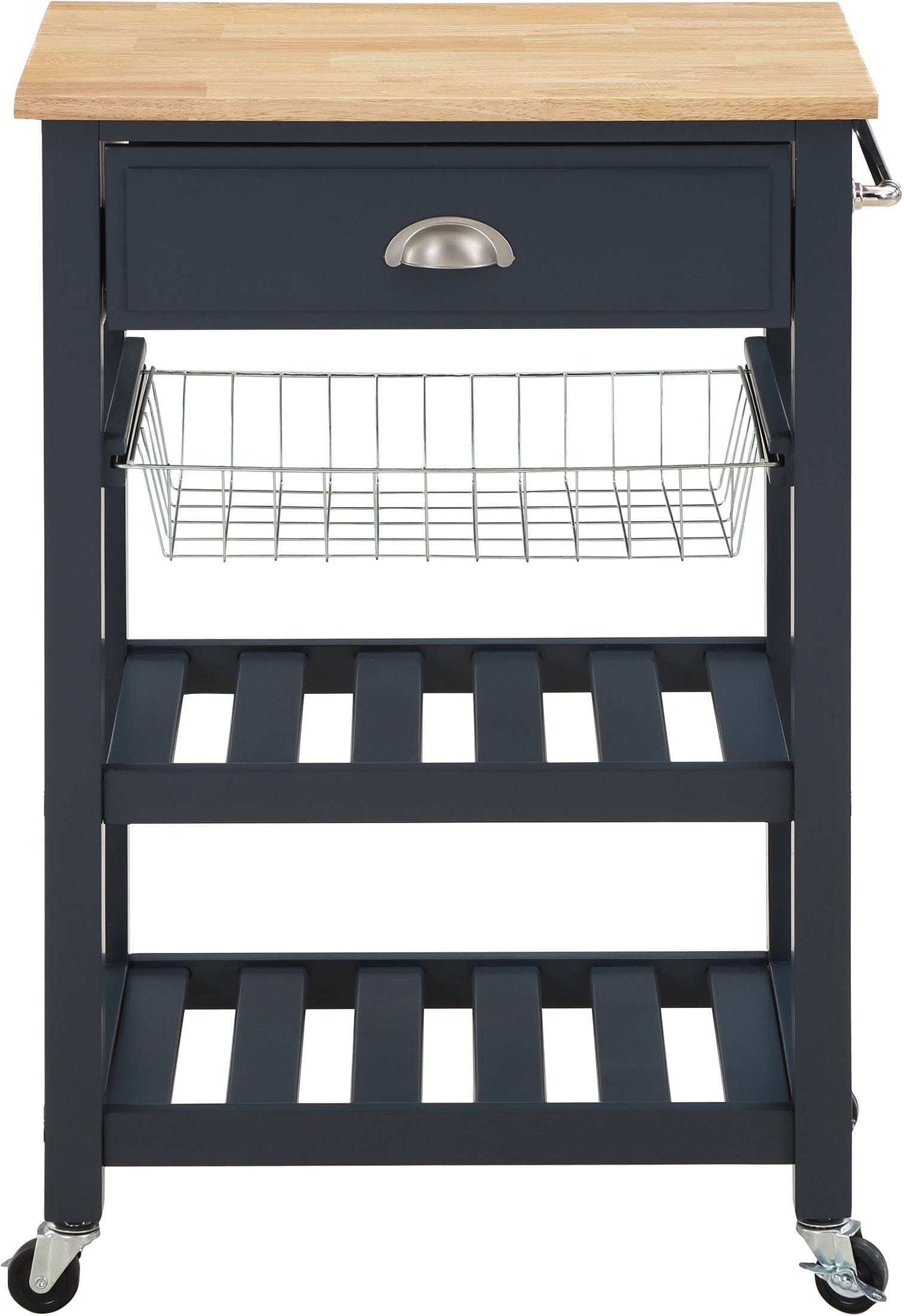Office Star Hampton Kitchen Cart with Wheels - Portable Rolling Island for Small Spaces, Kitchen Storage & Prep Station - Perfect for Apartments, Dorms & Home Cooking
