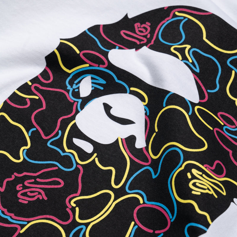 BAPE Neon Camo Big Ape Head T-Shirt for Men - White Streetwear Fashion Tee | Casual Wear & Hip Hop Style Outfits