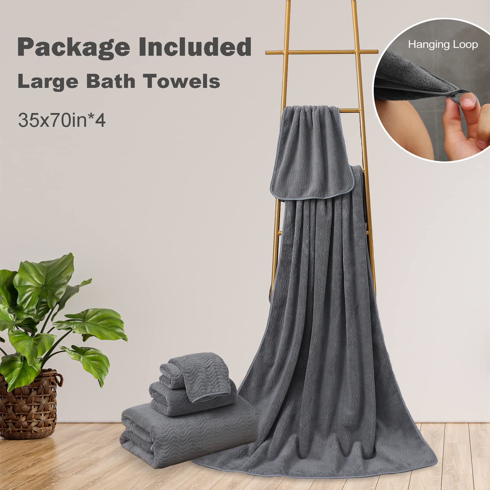 Premium Extra Large Bath Towels Set - Ultra Soft & Absorbent 35x70 Inch Bathroom Towels (8 Pieces) for Spa, Hotel, or Luxury Home Use