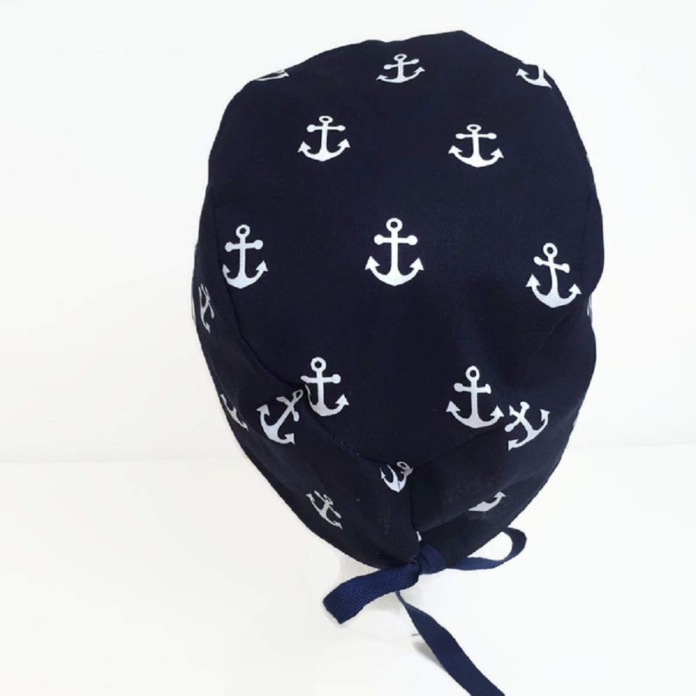 Uni Scrub Hat for Nurses - Navy Blue with Anchors Design - Comfortable & Breathable Surgical Cap for Medical Professionals - Perfect for Hospitals, Clinics & Healthcare Workplaces
