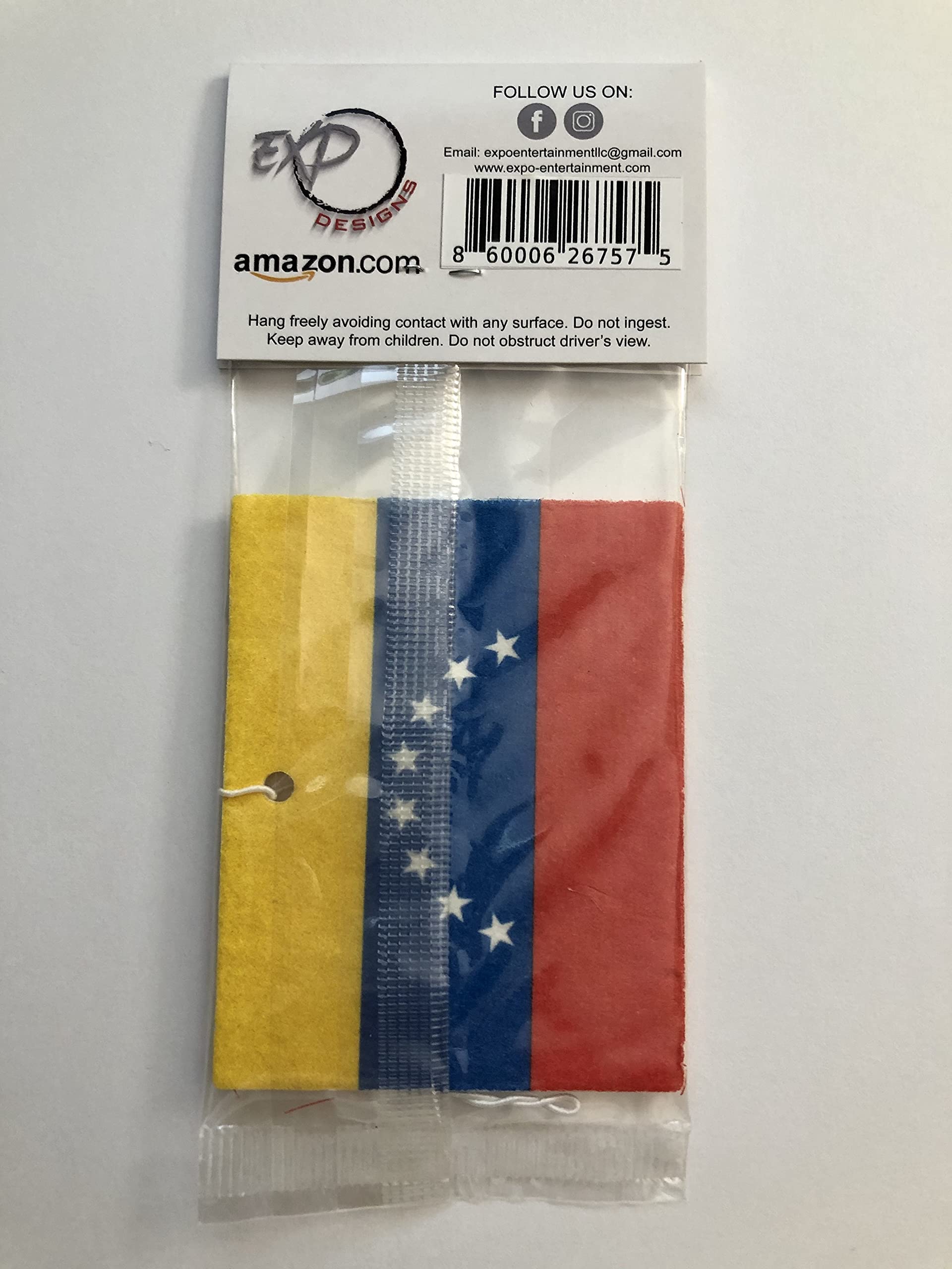 Venezuela Flag Car Air Freshener - Patriotic Scented Hanging Decor for Cars, Homes & Offices
