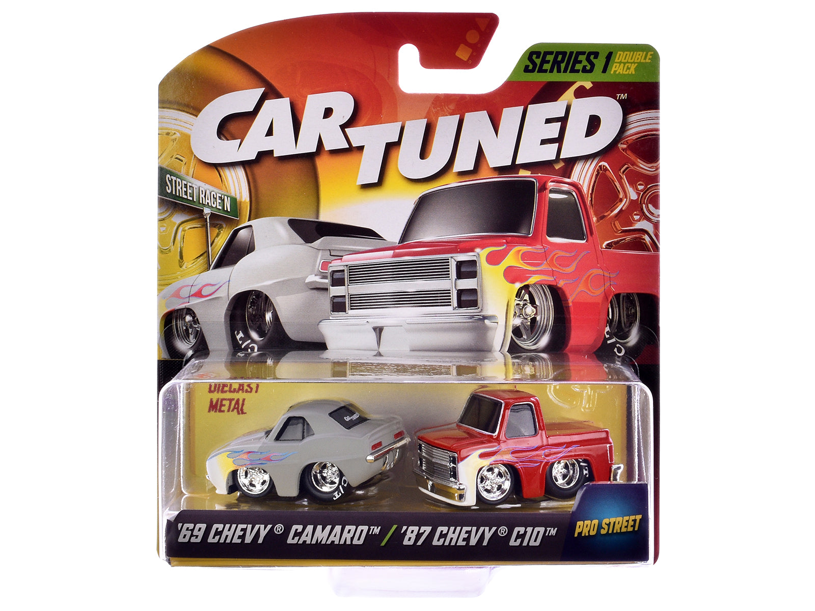 Pro Street Series 1 Chevrolet Double Pack - Set of 2 Diecast Model Cars by CarTuned | Collectible 1:24 Scale Replica Vehicles for Display & Racing Enthusiasts