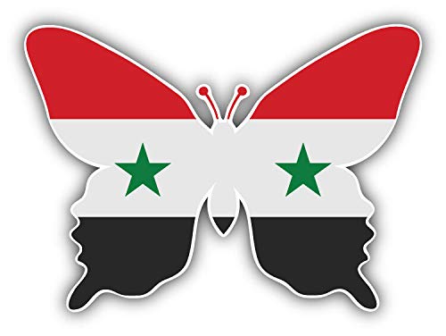 Syria Flag Butterfly Round Stainless Steel Keychain - Double Sided Design for Keys, Backpacks & Travel Accessories