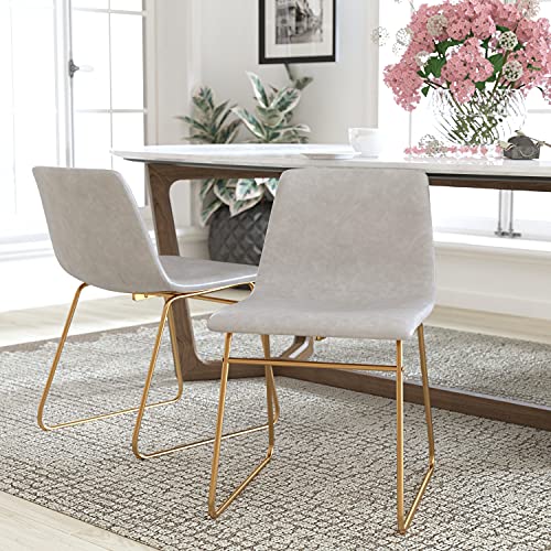 Light Gray Leathersoft/Gold Frame