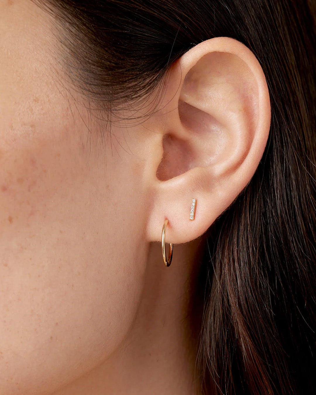 Diamond Bar Stud Earrings for Women - 14K Gold Plated Cubic Zirconia Studs - Perfect for Everyday Wear, Parties & Gifts
