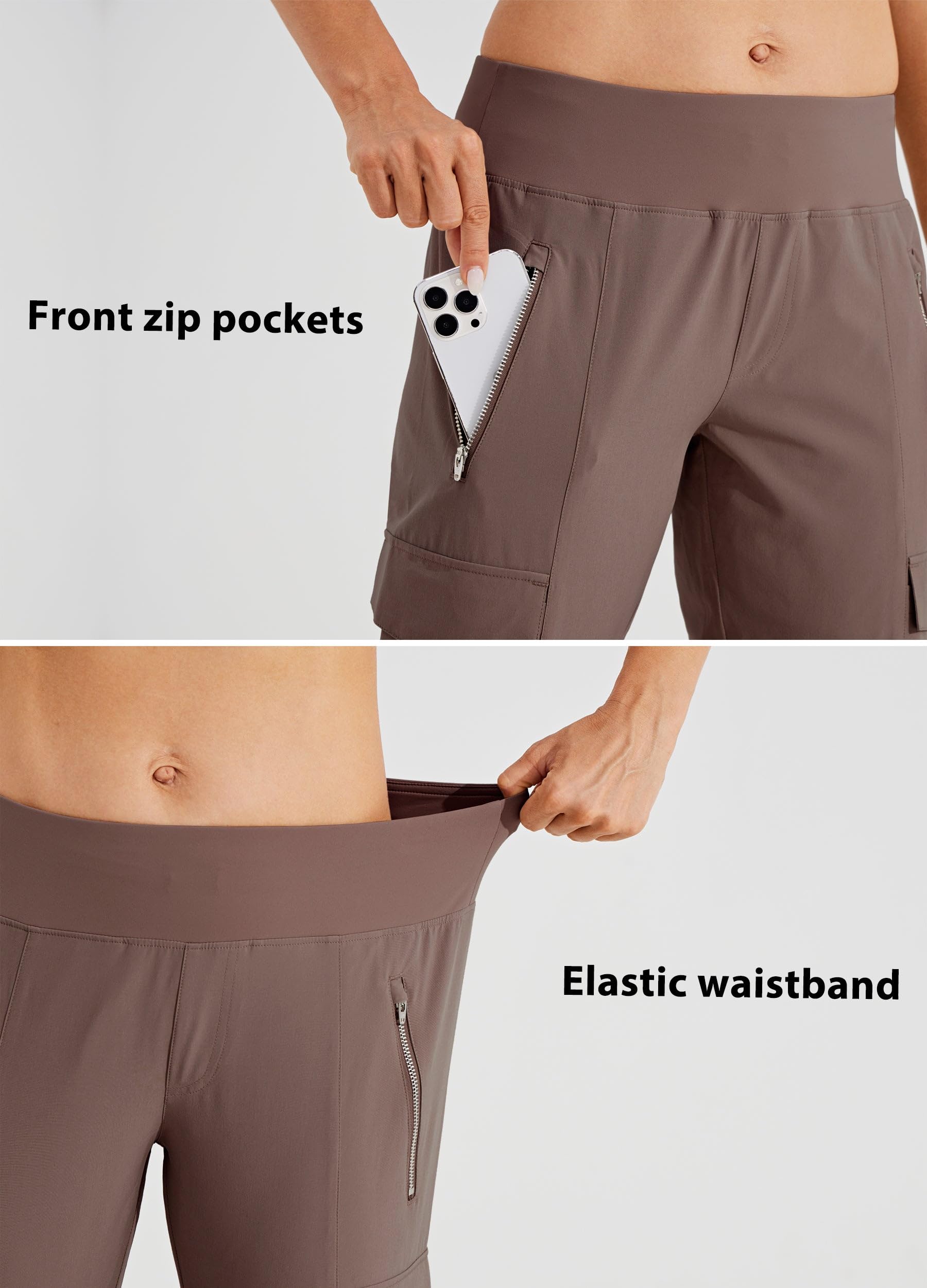 Willit Women's Golf Pants - Quick Dry Athletic Pants with Pockets, Lightweight Water Resistant Cargo Pants for Golf, Travel & Outdoor Activities