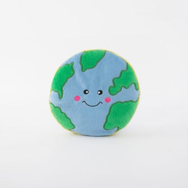 ZippyPaws Squeakie Pattiez Earth Dog Toy - Interactive Squeaky Plush Chew Toy for Small & Medium Dogs | Perfect for Indoor Play, Training Rewards & Outdoor Fetch Games